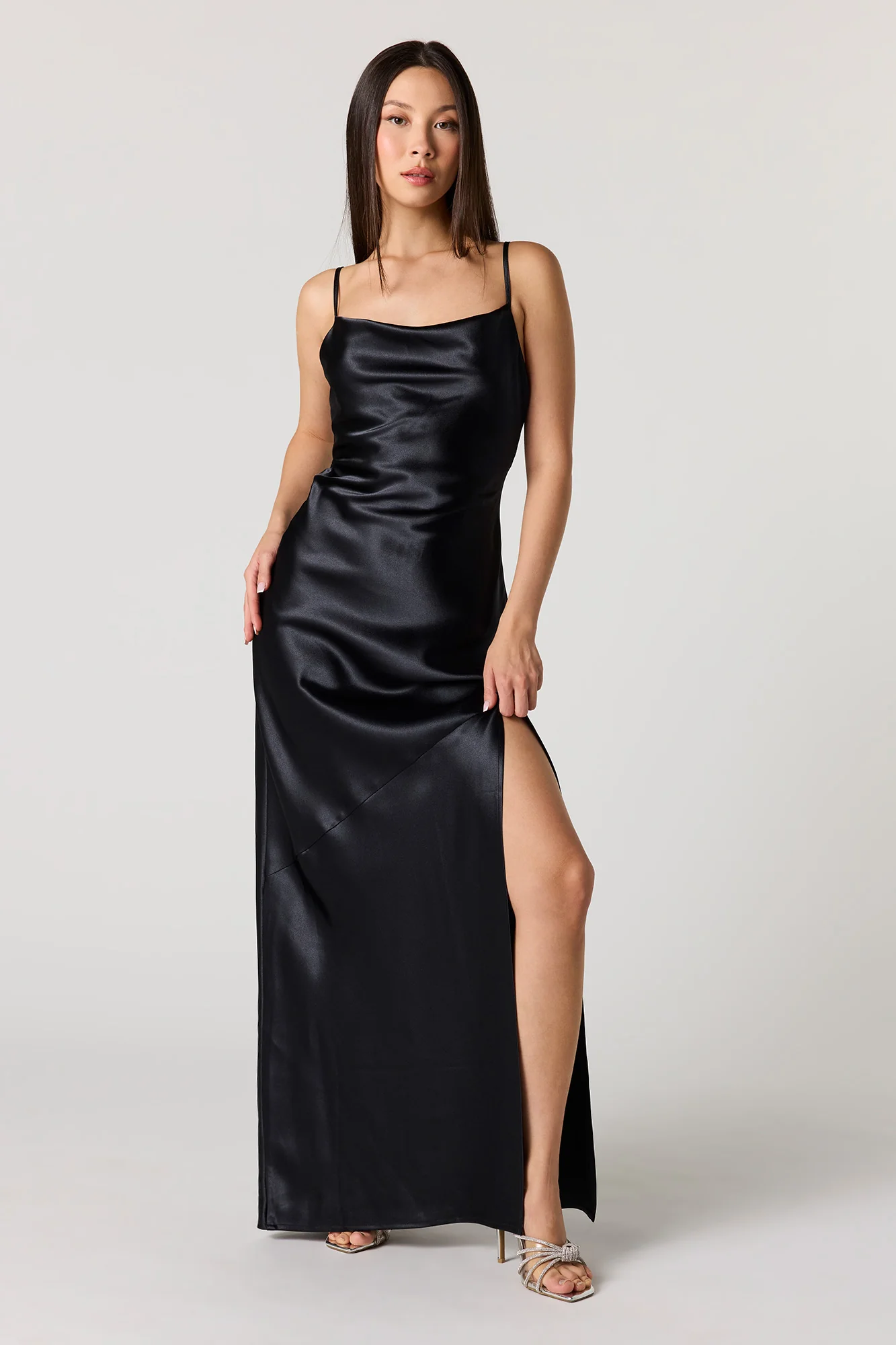 Satin Cowl Neck Maxi Dress - Image 4
