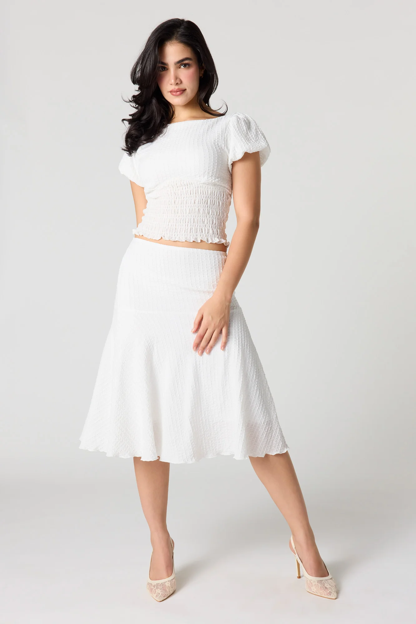 Puckered Flowy Midi Skirt - Image 4