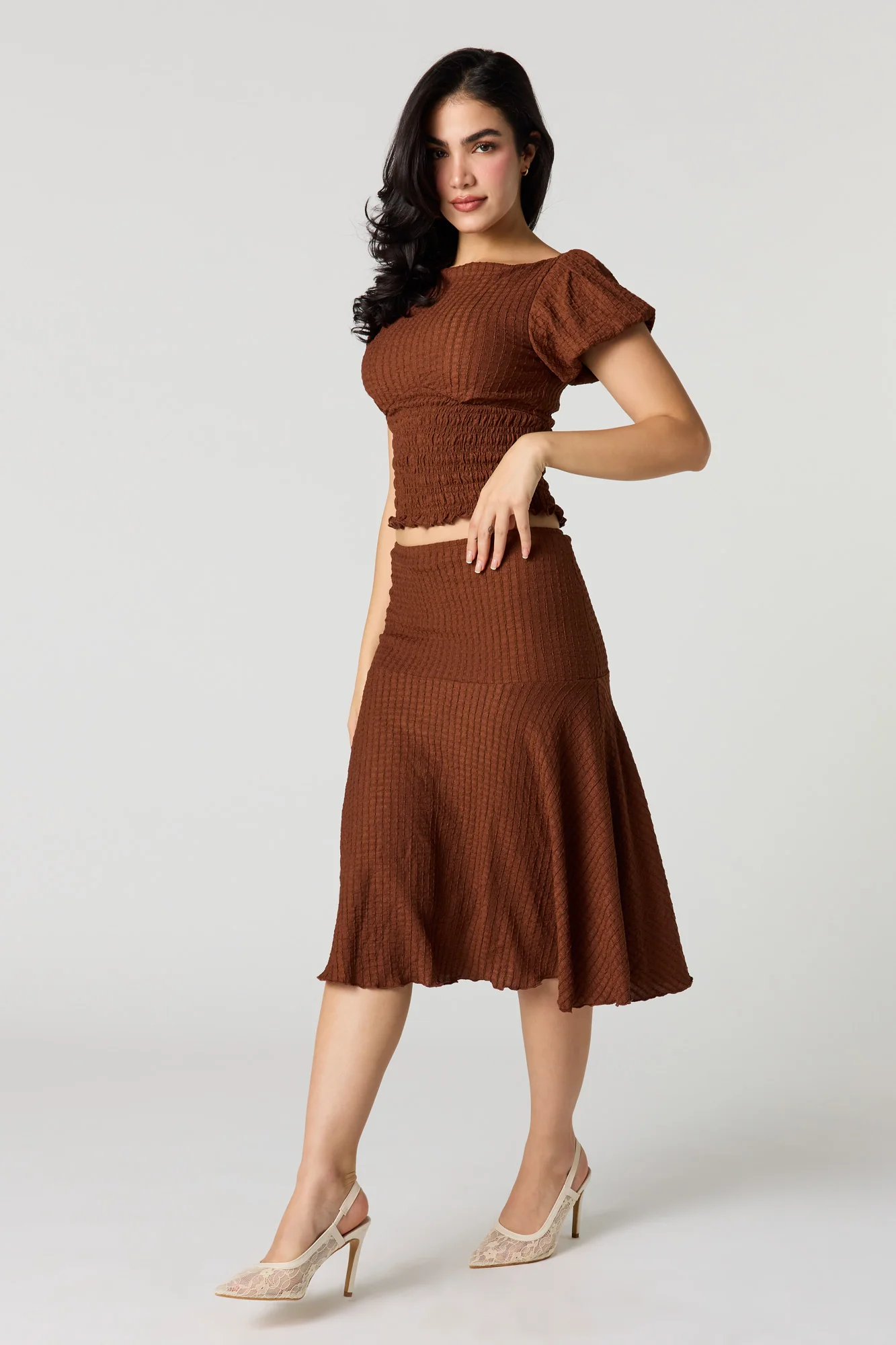 Puckered Flowy Midi Skirt - Image 8