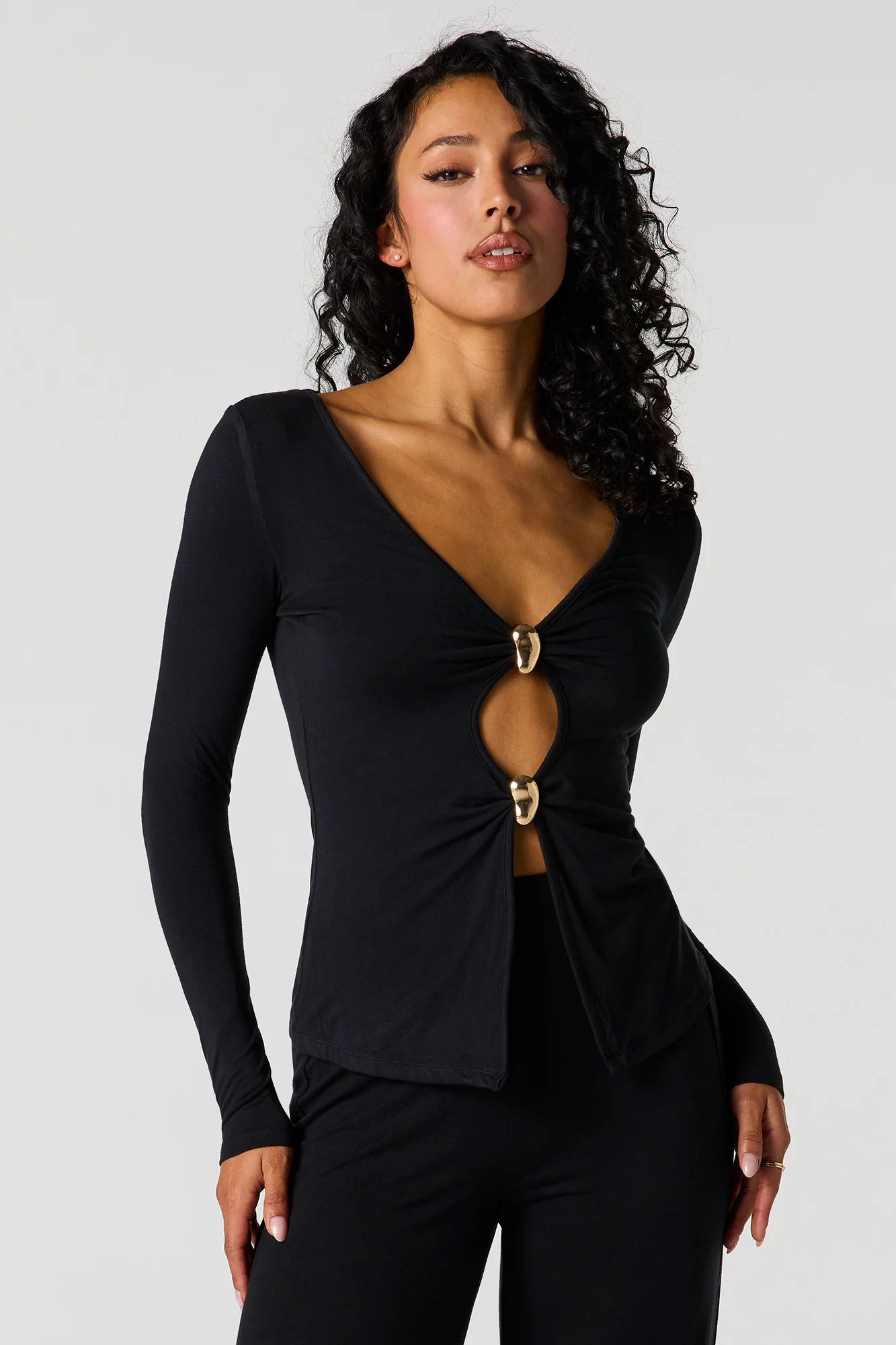 Metal Accent Cut-Out Flyaway Top - Image 4