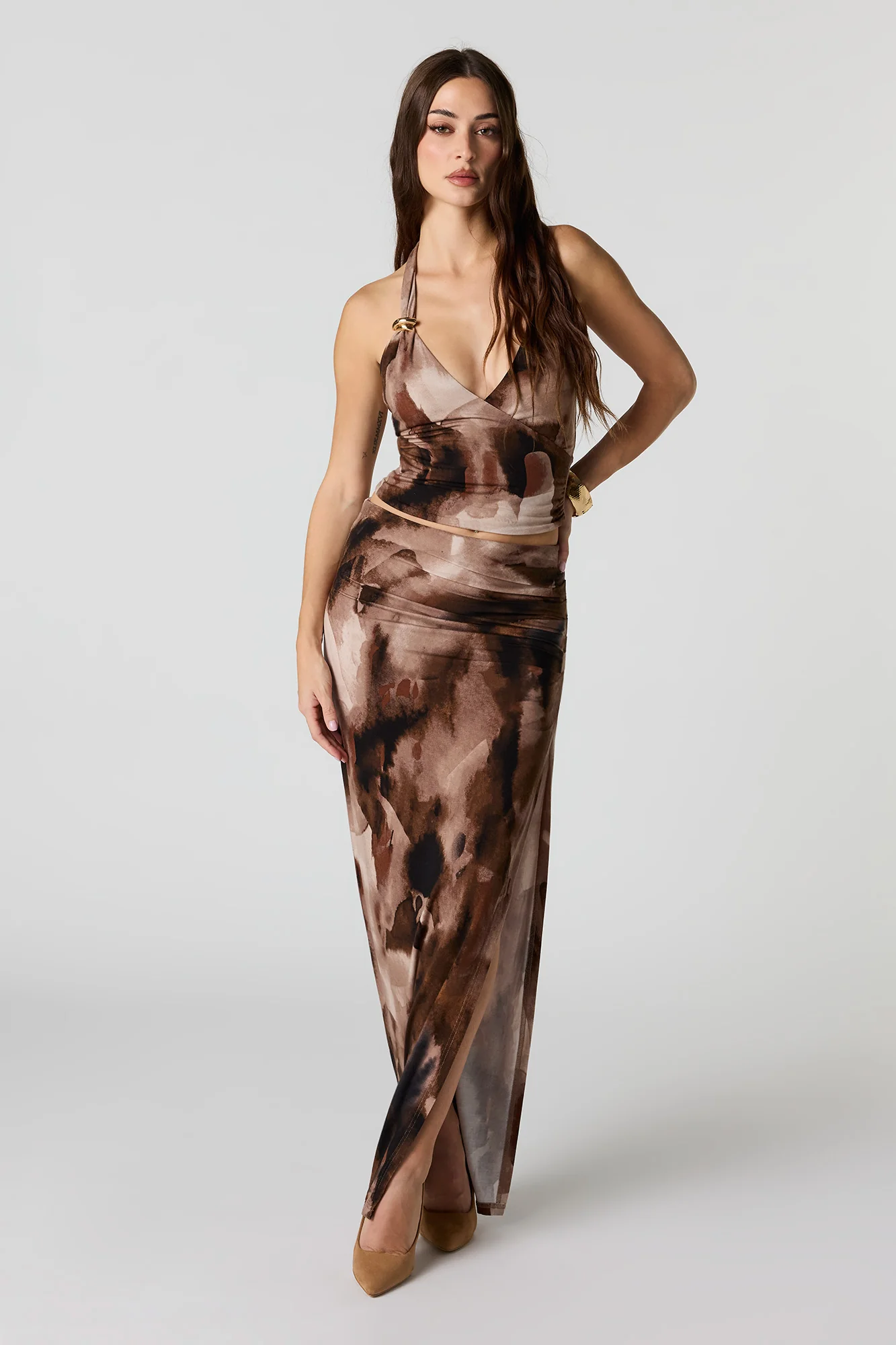 Metal Accent V-Neck Halter Top - Image 3