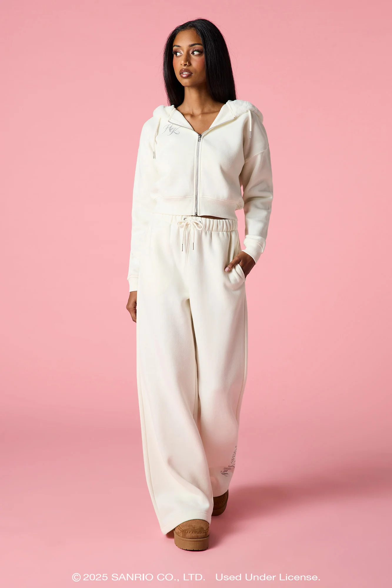 Hello Kitty® Glitter Graphic Wide Leg Sweatpant