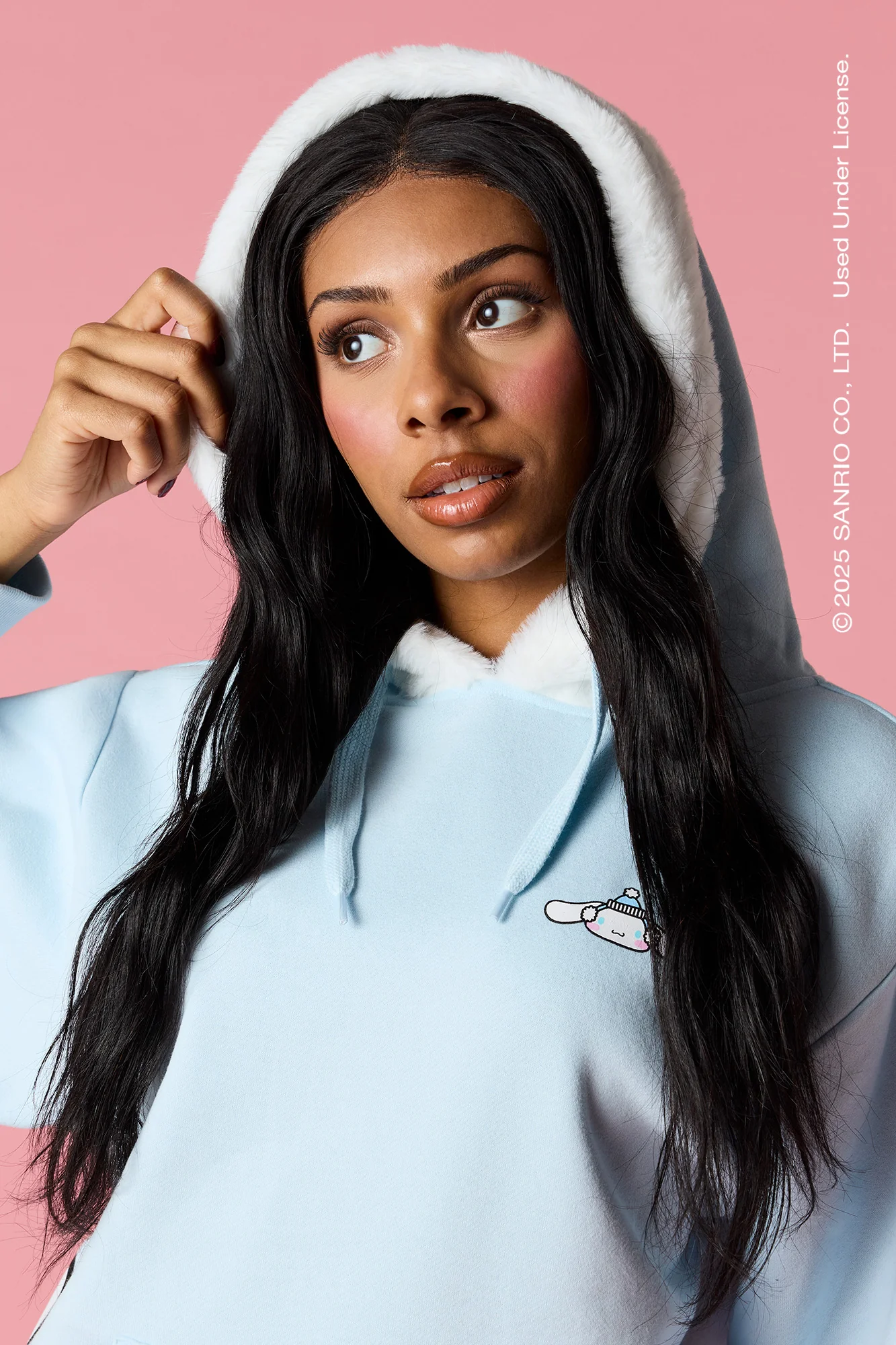 Cinnamoroll™ Puff Print Faux Fur Trim Hoodie - Image 4