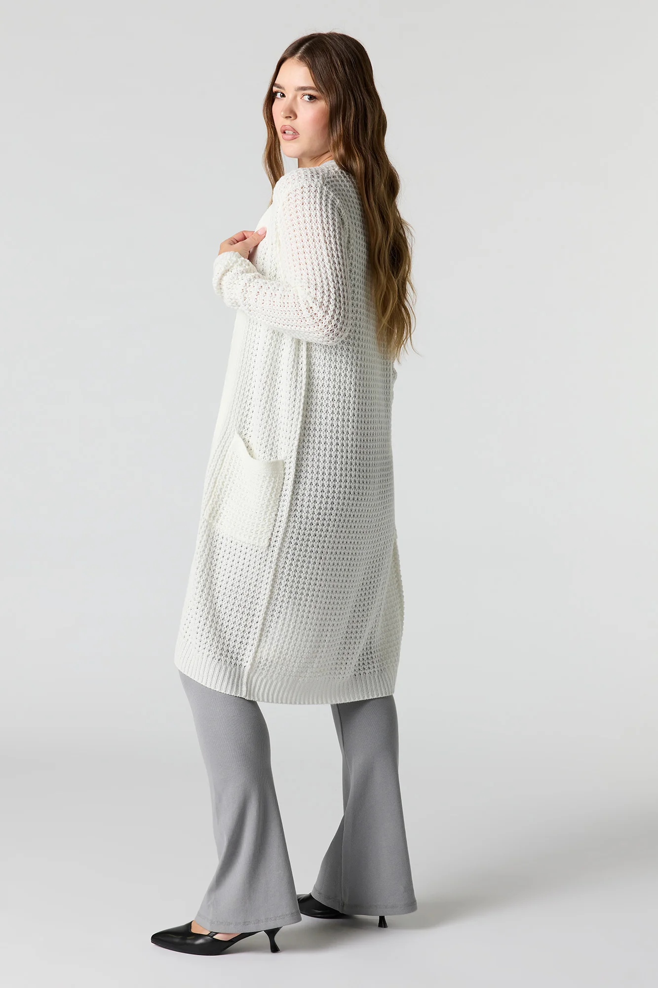 Open Knit Longline Cardigan - Image 2