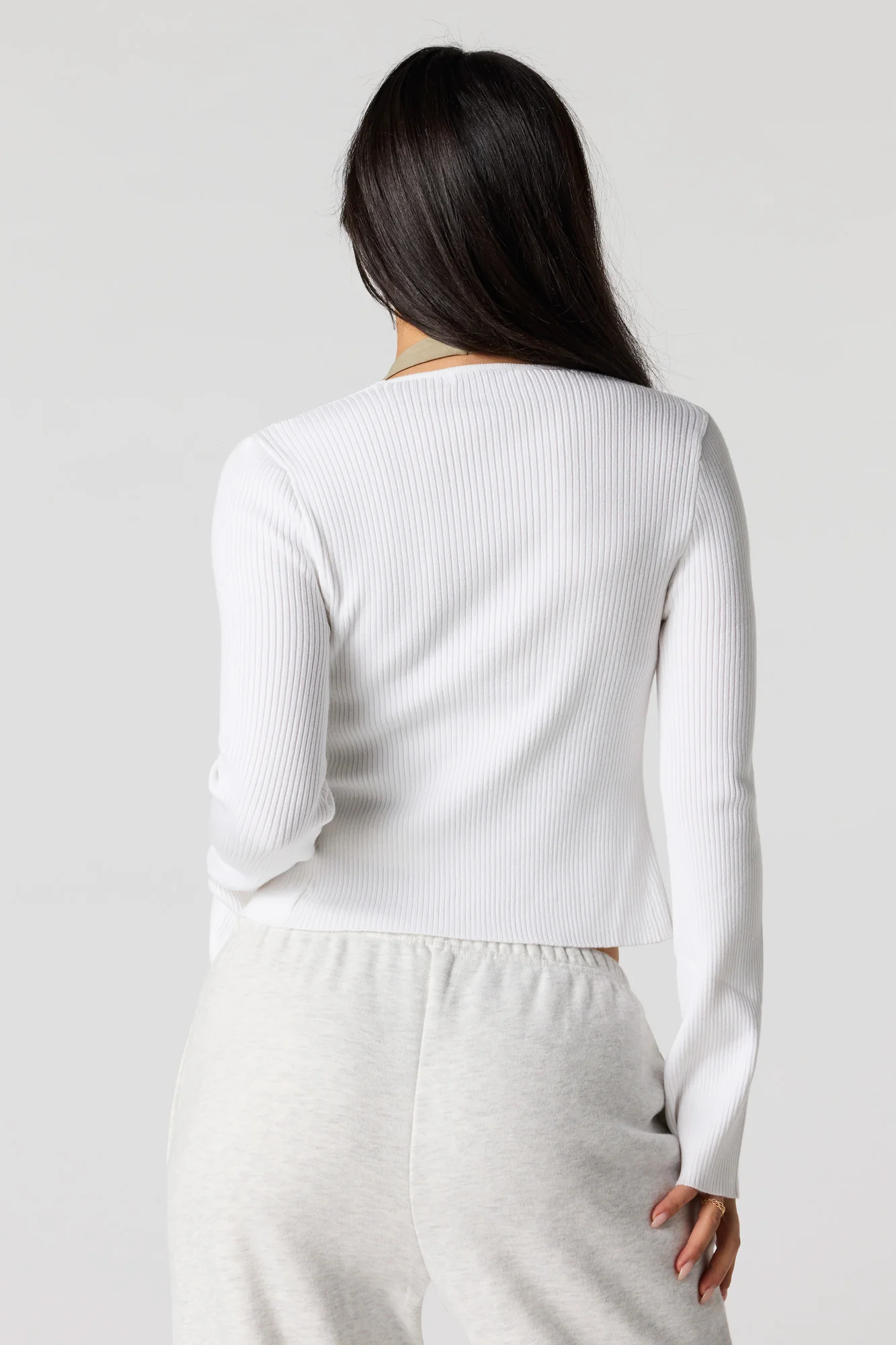 Ribbed Knit Self-Tie Cardigan - Image 5