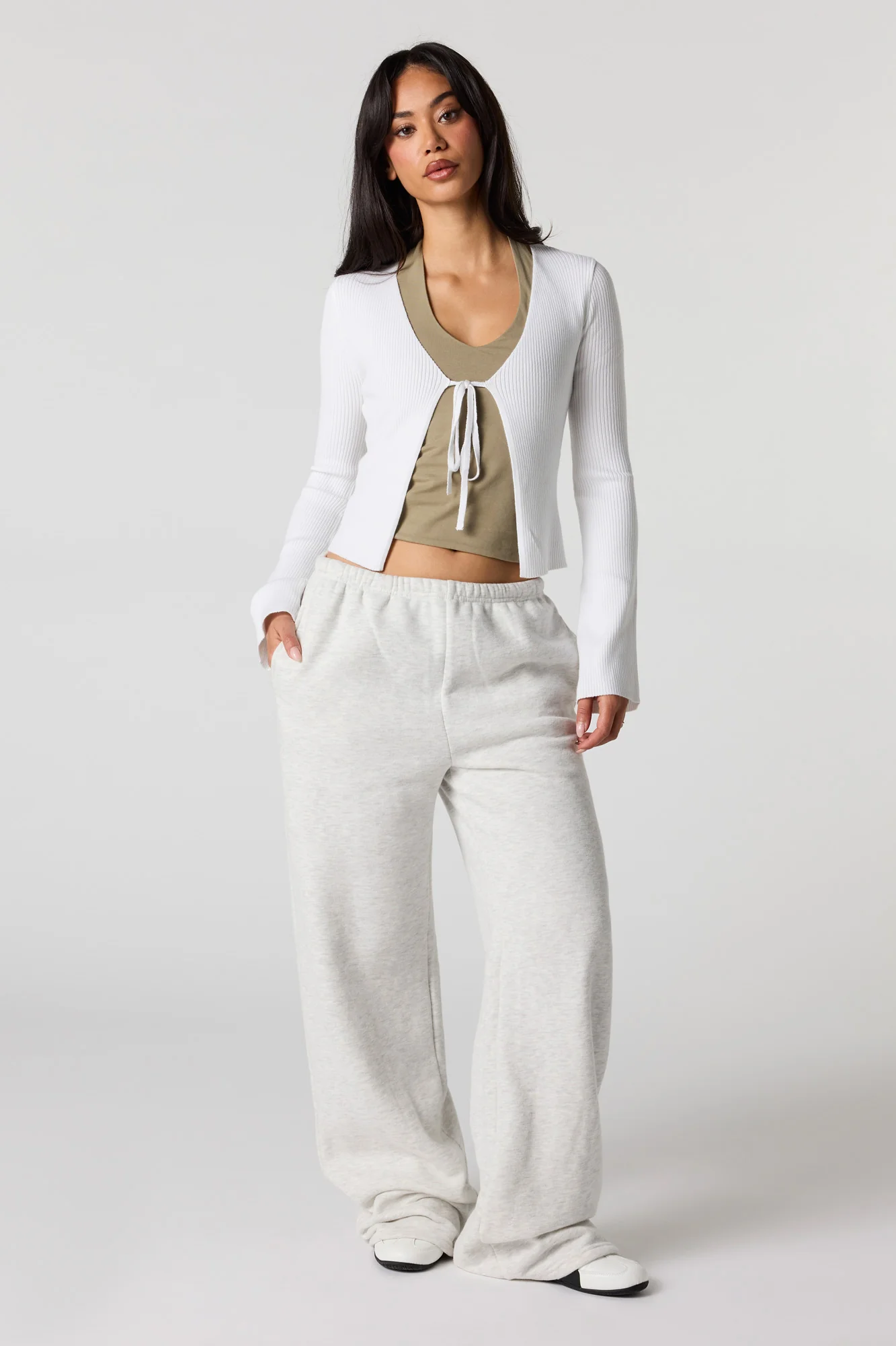 Ribbed Knit Self-Tie Cardigan - Image 6