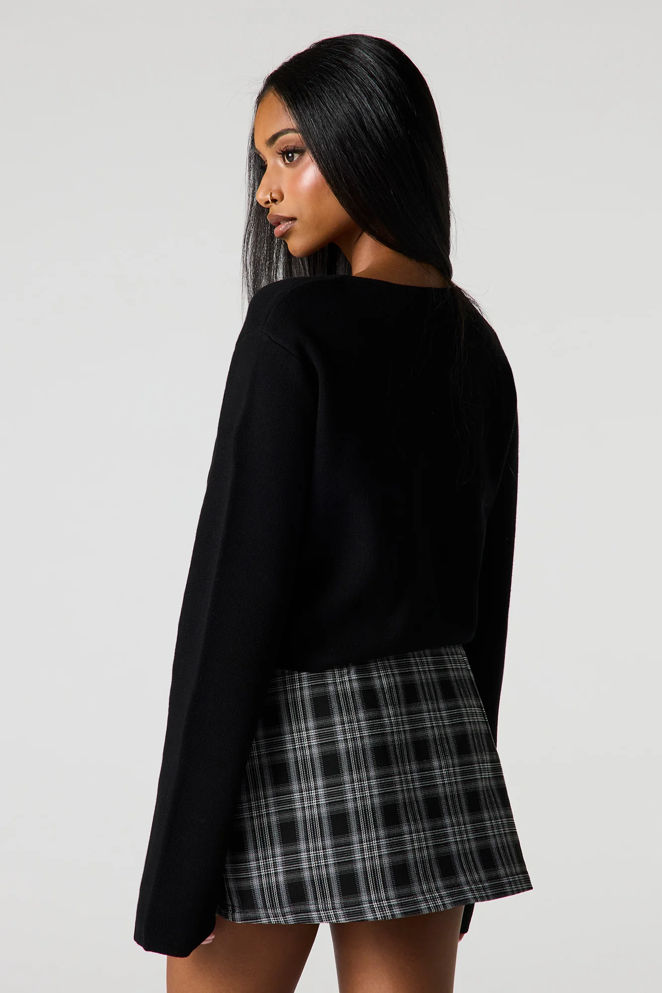 Knit Button-Up Crew Neck Cardigan - Image 5