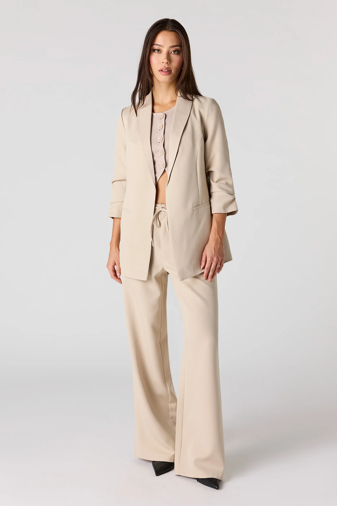 Crepe Scrunch Sleeve Blazer - Image 12
