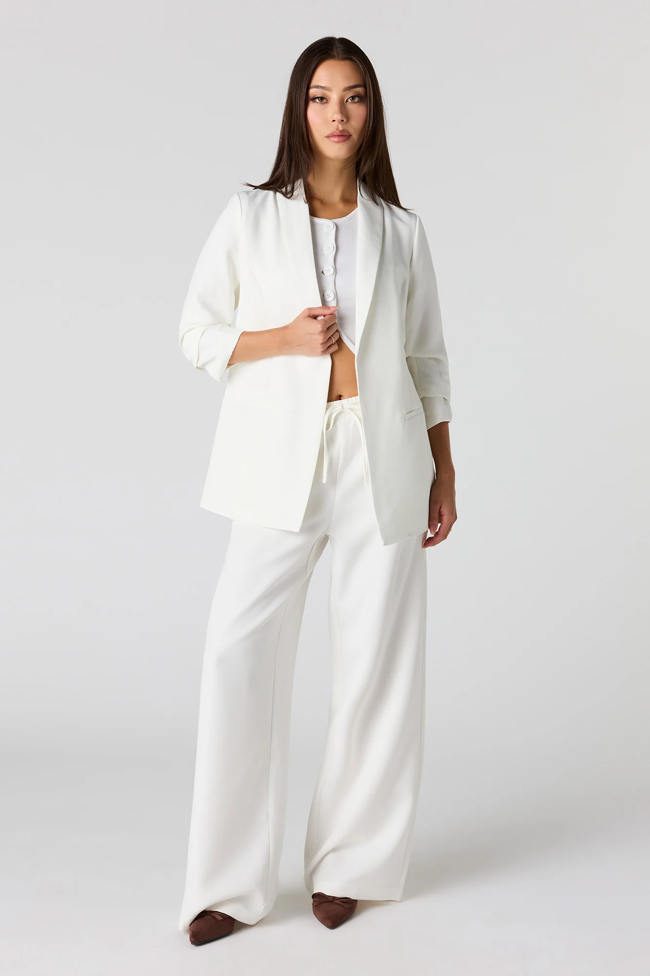 Crepe Scrunch Sleeve Blazer - Image 3