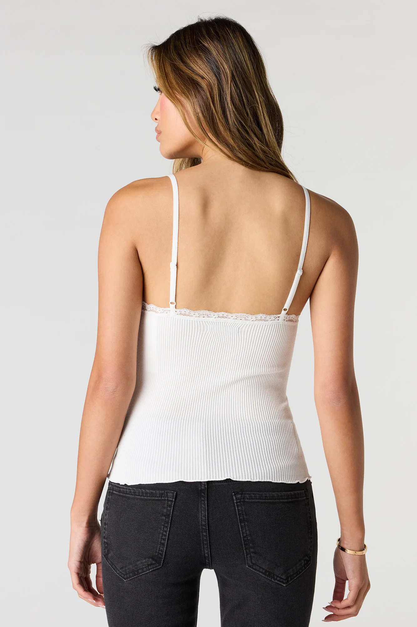 Seamless Ribbed Lace Trim Cami - Image 8