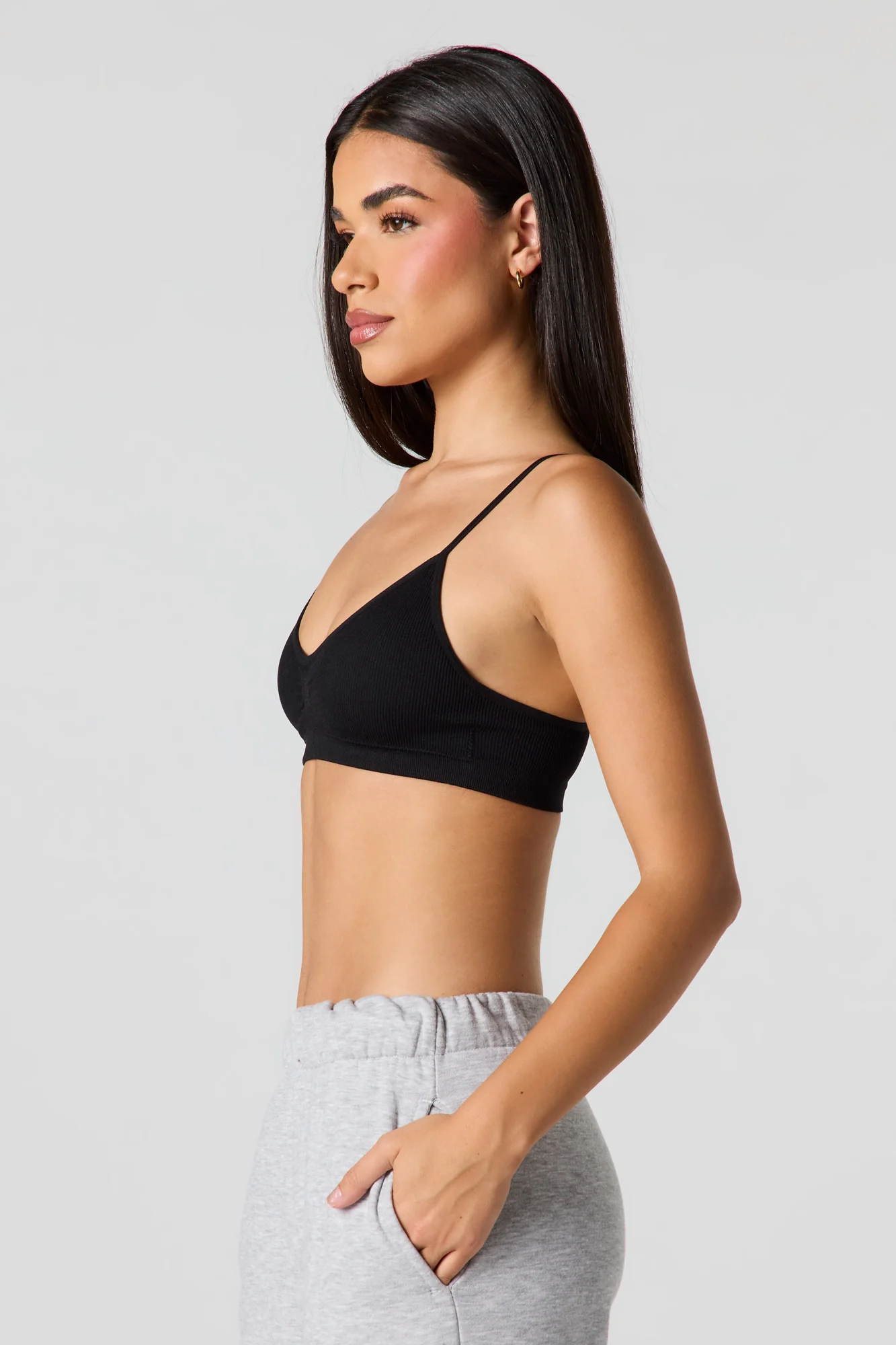 Seamless Ribbed Bralette with Built-In Cups - Image 6