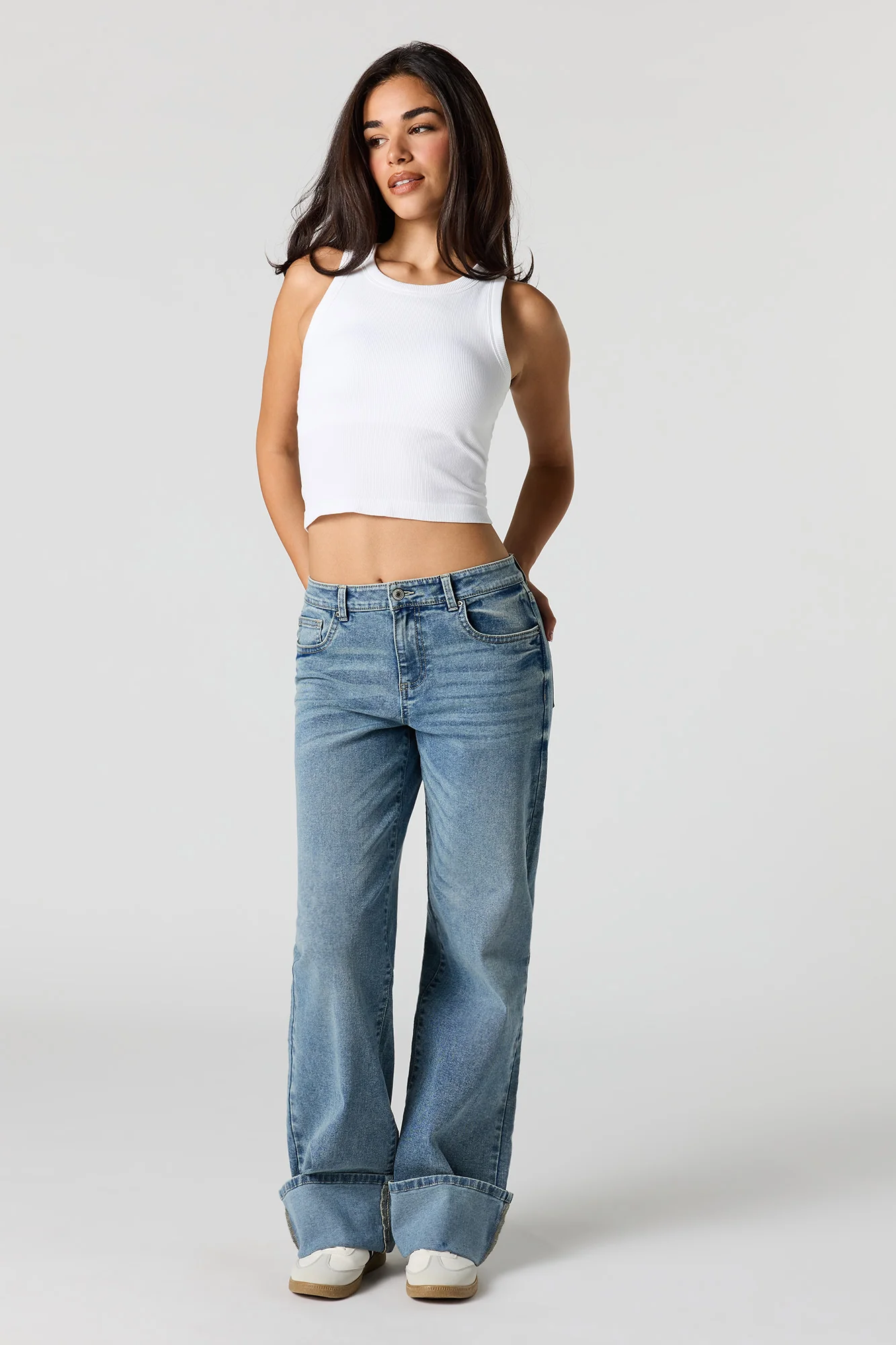 Seamless Ribbed Crew Neck Tank with Built-In Cups - Image 12