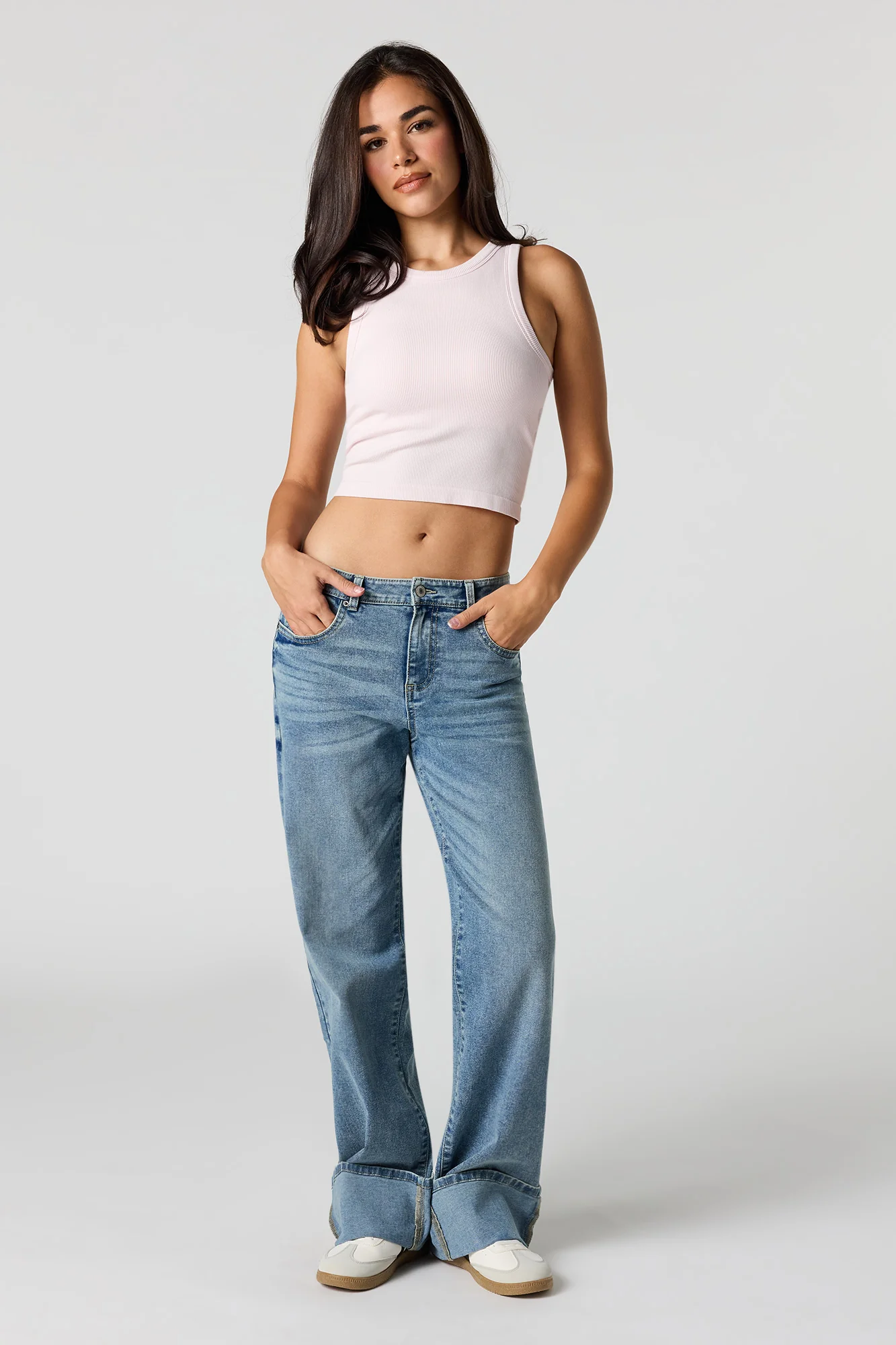 Seamless Ribbed Crew Neck Tank with Built-In Cups - Image 21