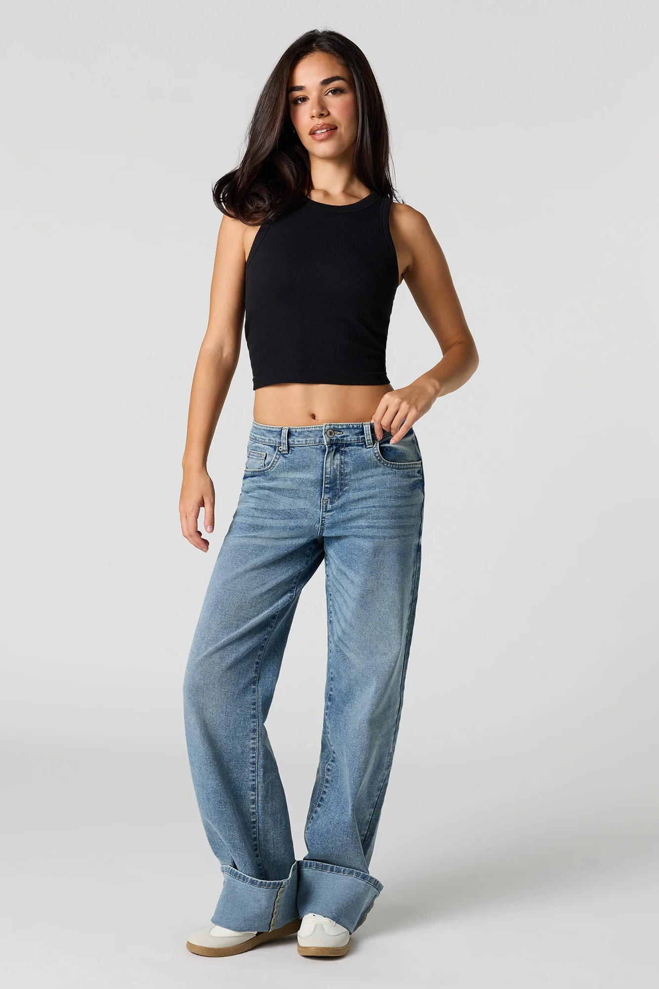 Seamless Ribbed Crew Neck Tank with Built-In Cups - Image 6