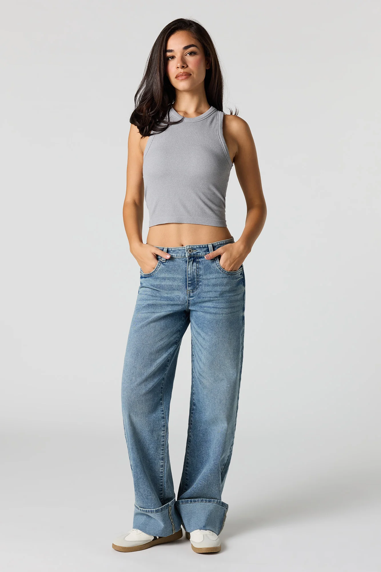 Seamless Ribbed Crew Neck Tank with Built-In Cups - Image 9