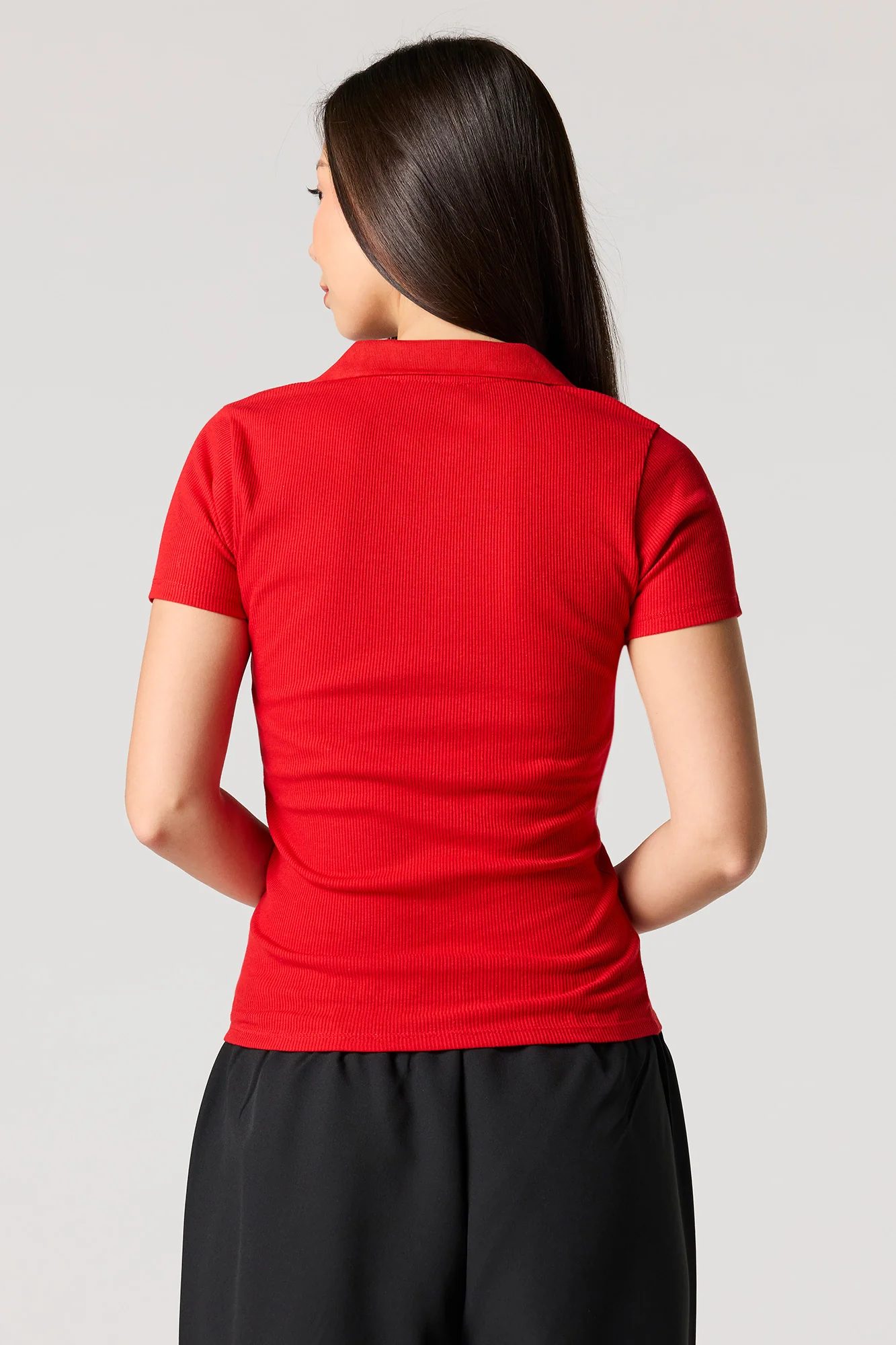Ribbed Short Sleeve Polo Top - Image 14