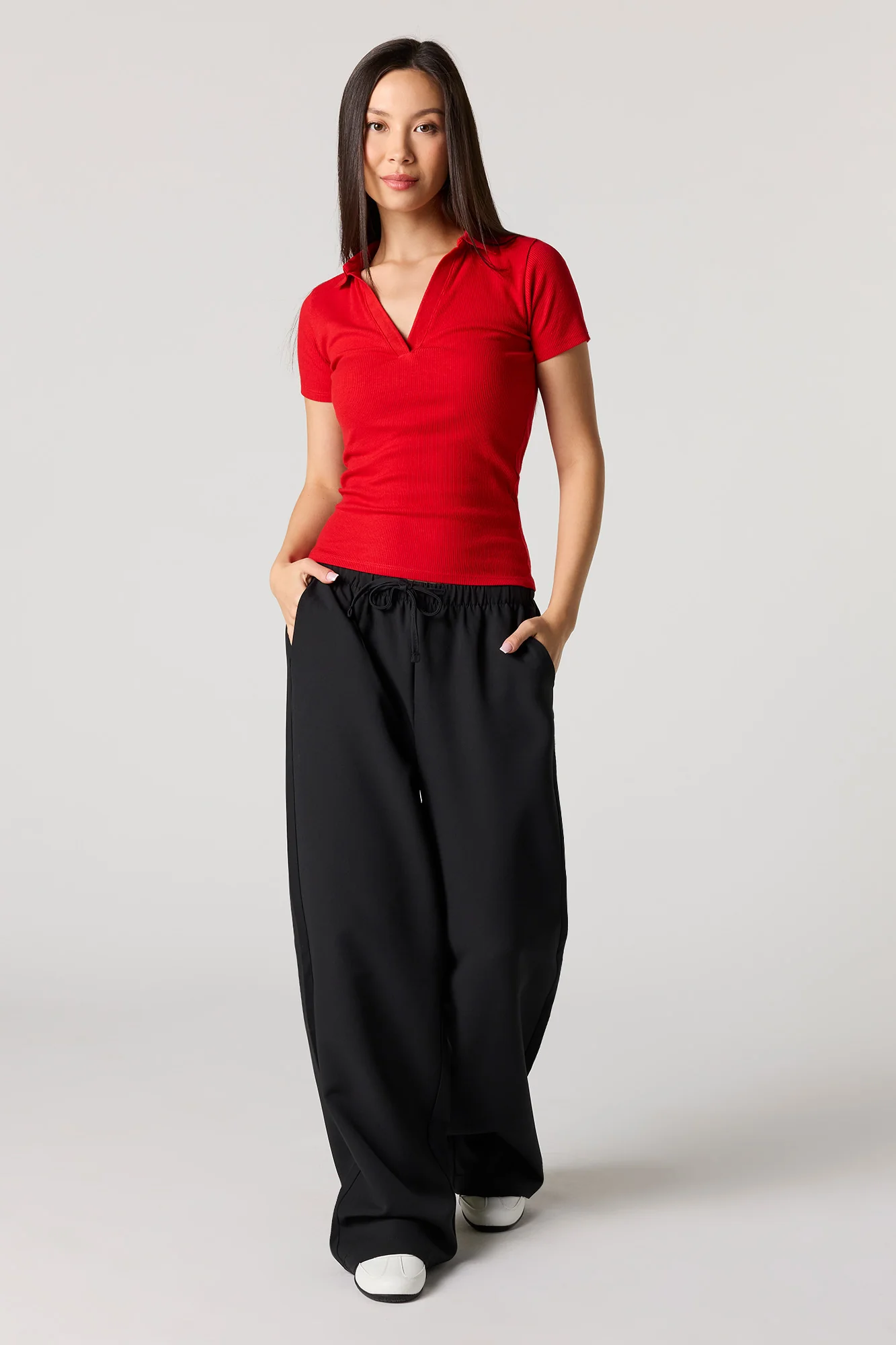 Ribbed Short Sleeve Polo Top - Image 15