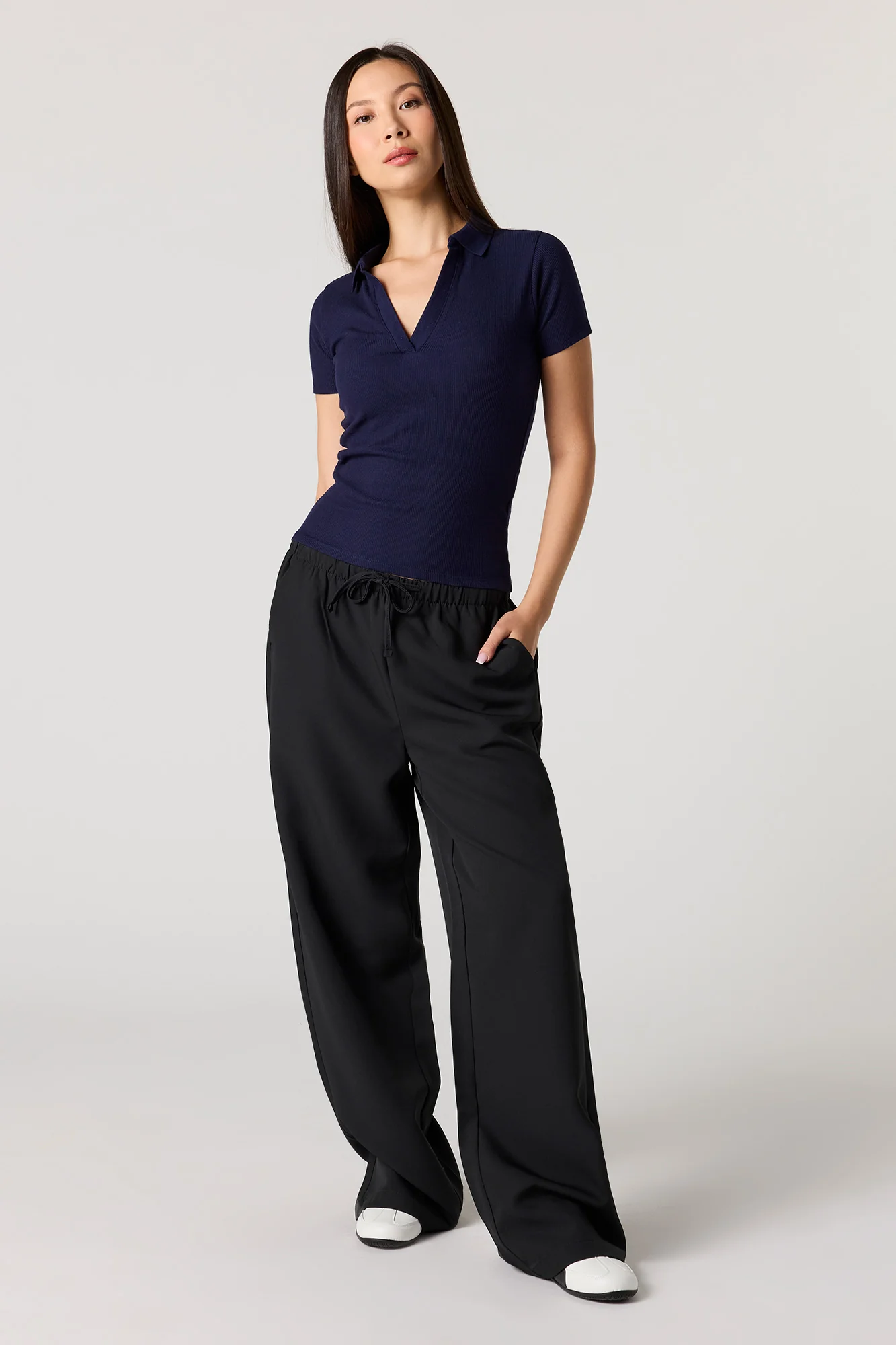 Ribbed Short Sleeve Polo Top - Image 3