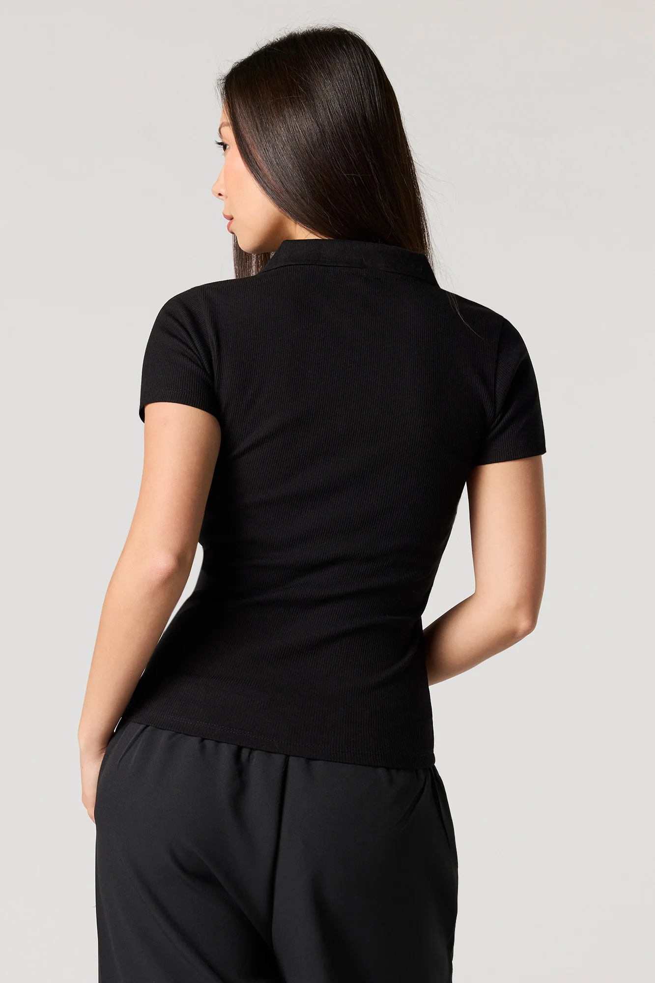 Ribbed Short Sleeve Polo Top - Image 5