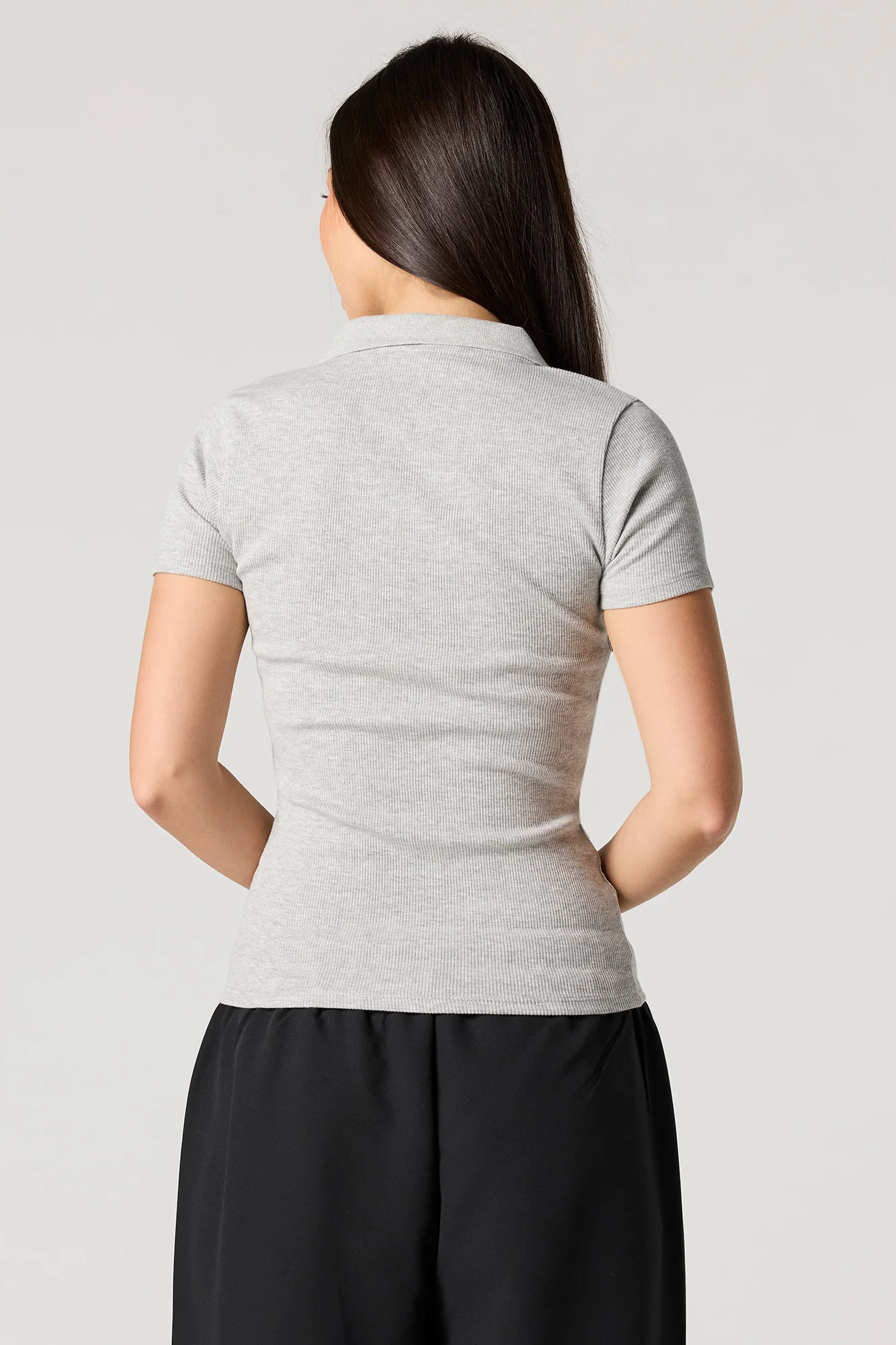 Ribbed Short Sleeve Polo Top - Image 8