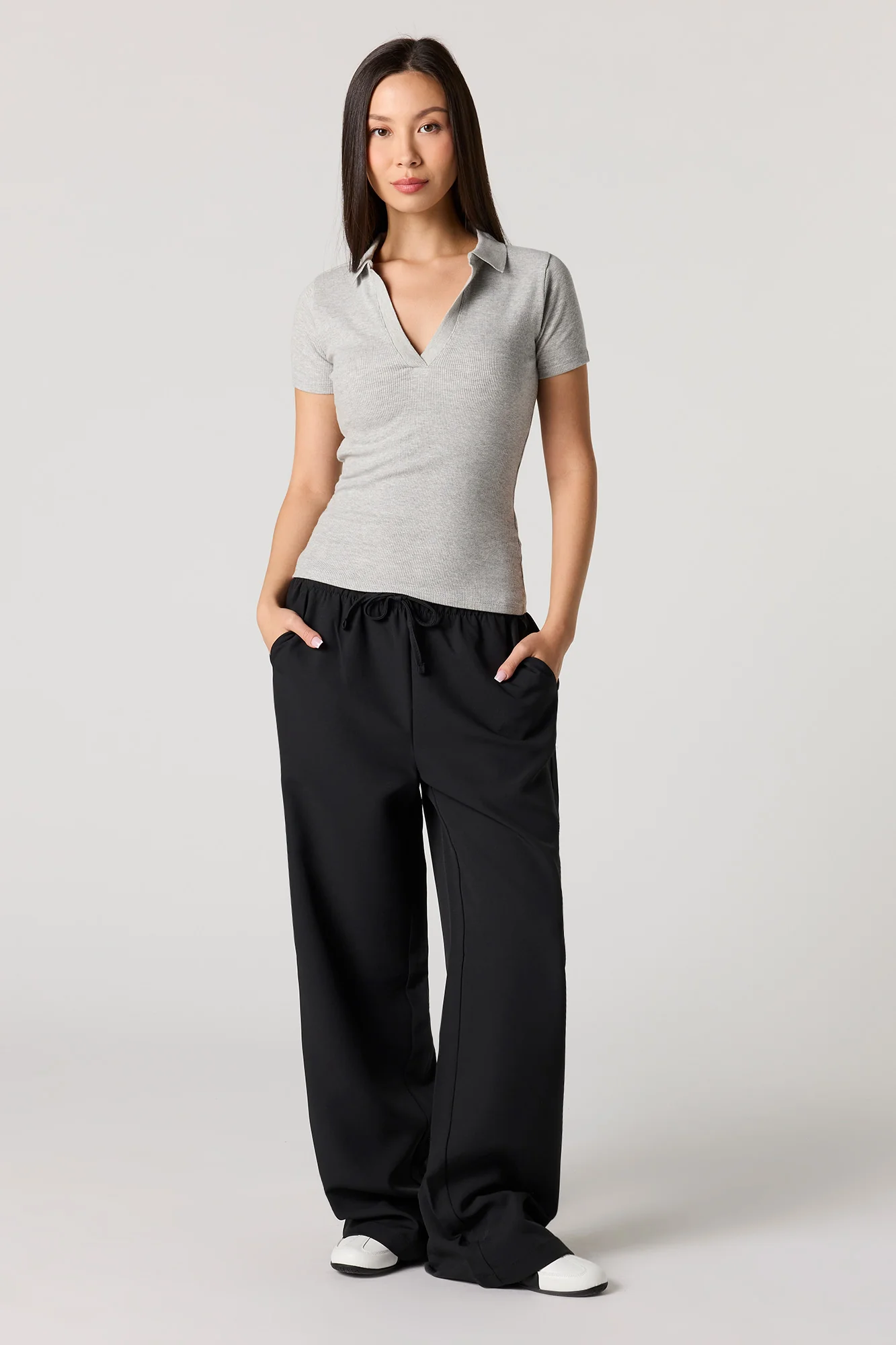 Ribbed Short Sleeve Polo Top - Image 9