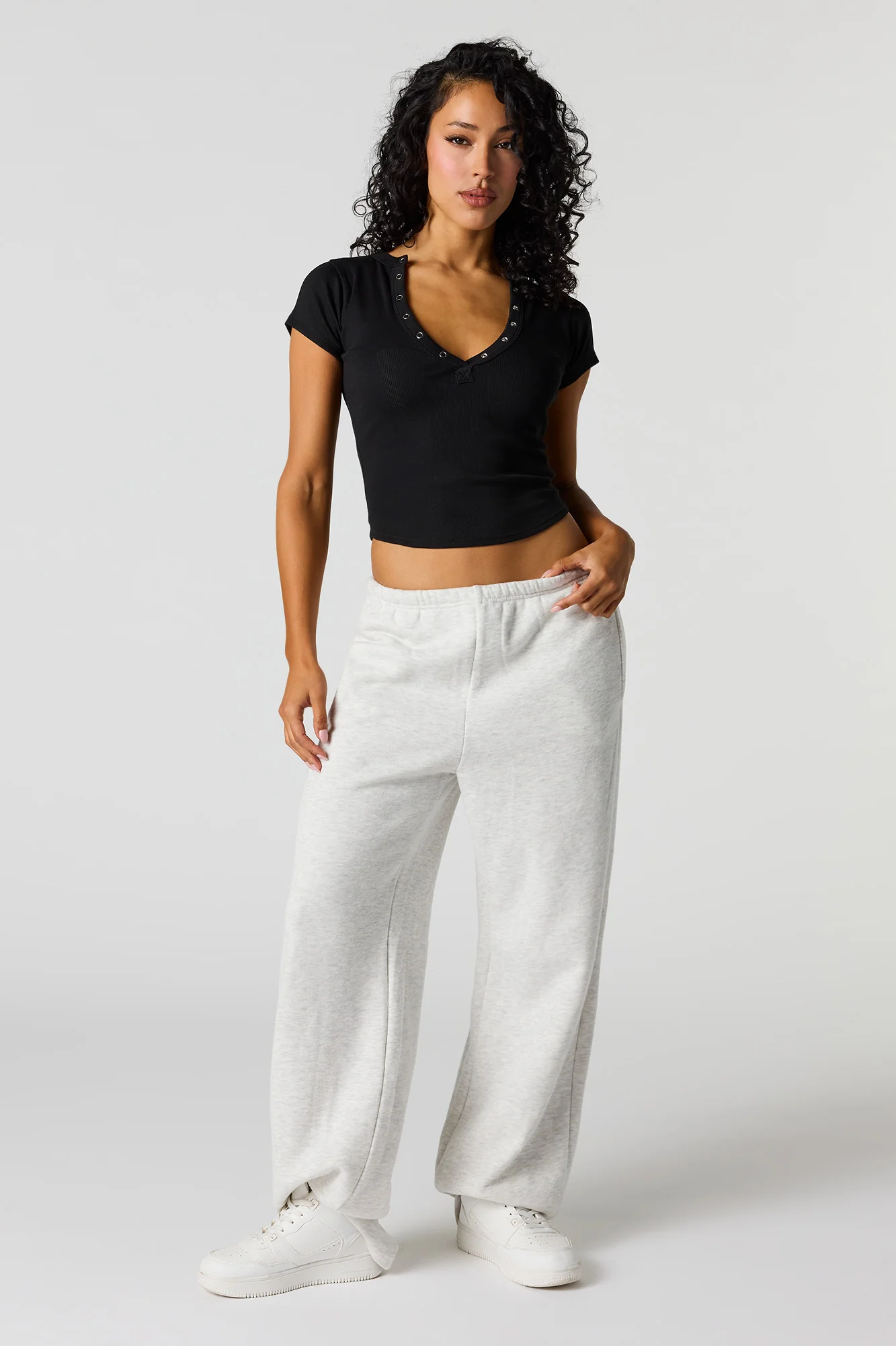 Ribbed Henley Baby Tee - Image 6
