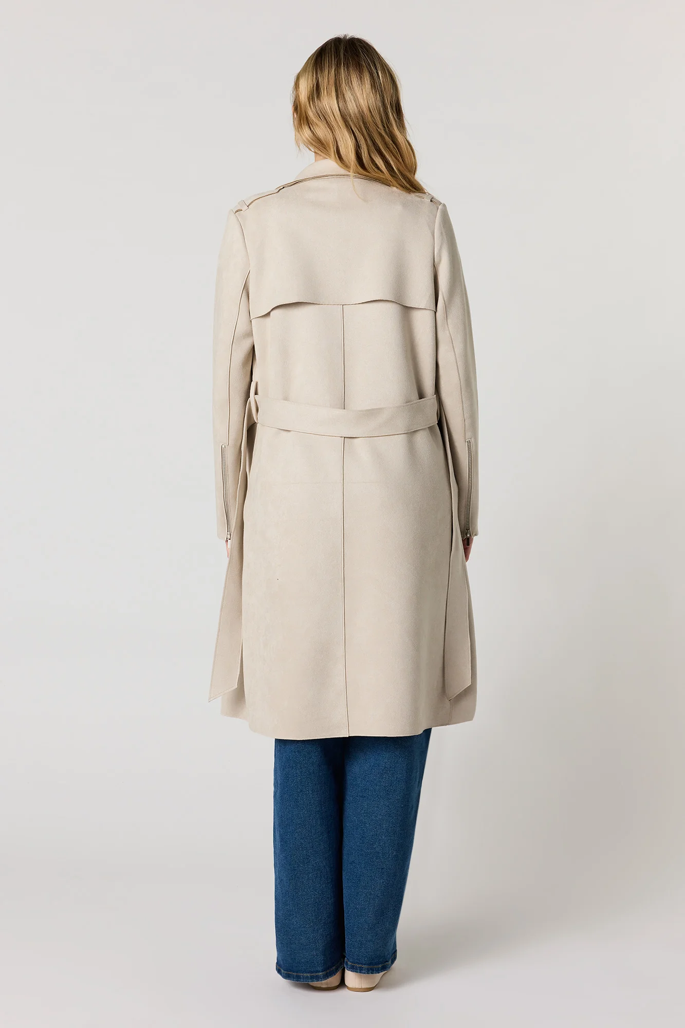 Faux Suede Trench Coat - Image 16