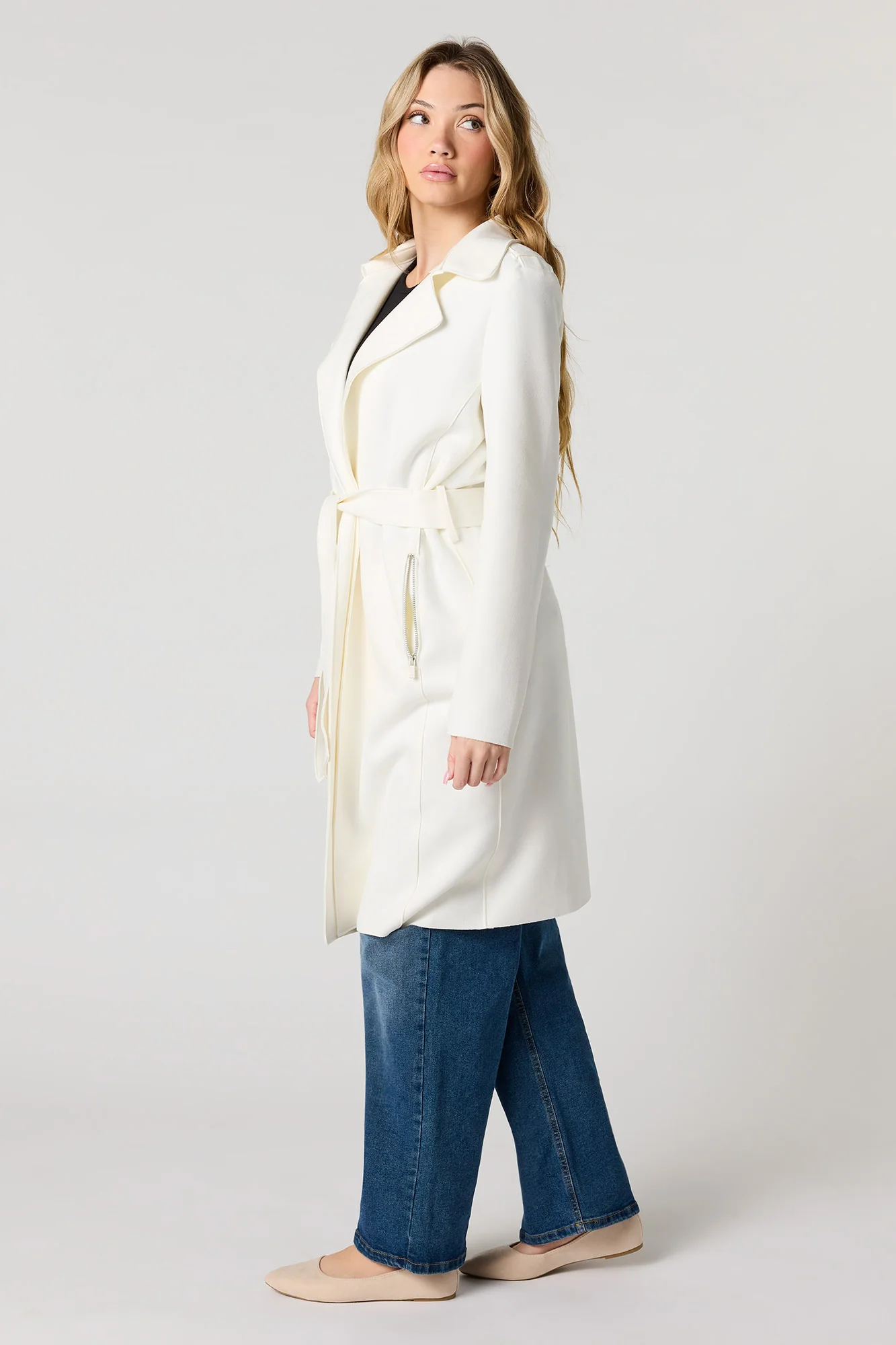 Faux Suede Trench Coat - Image 8