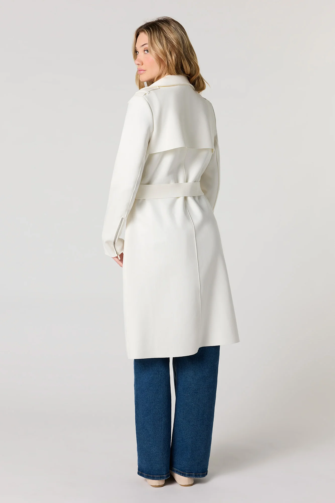 Faux Suede Trench Coat - Image 9