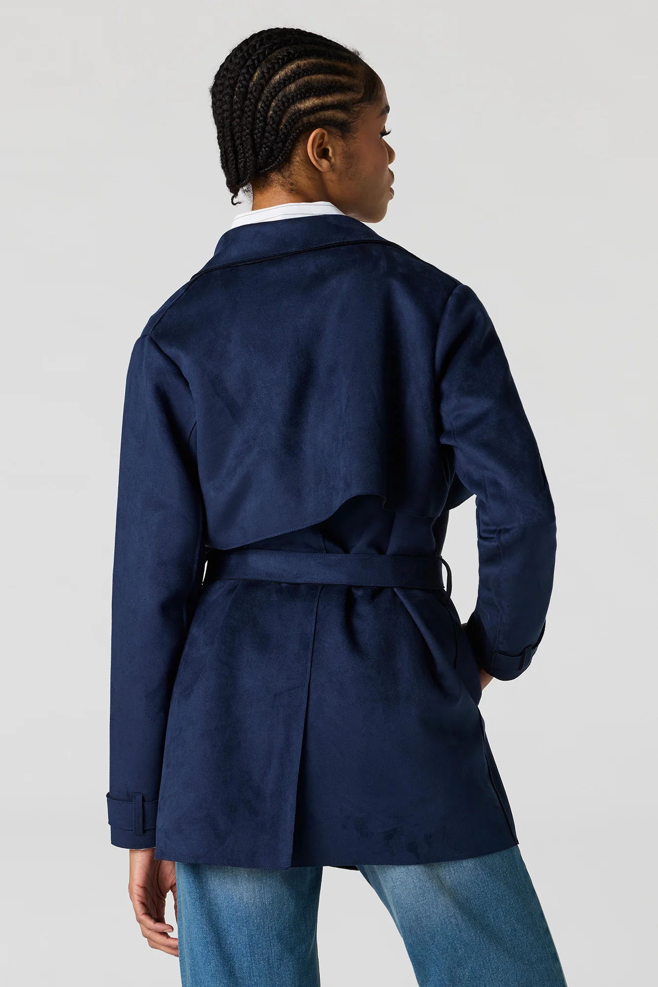 Faux Suede Midi Trench Coat - Image 10