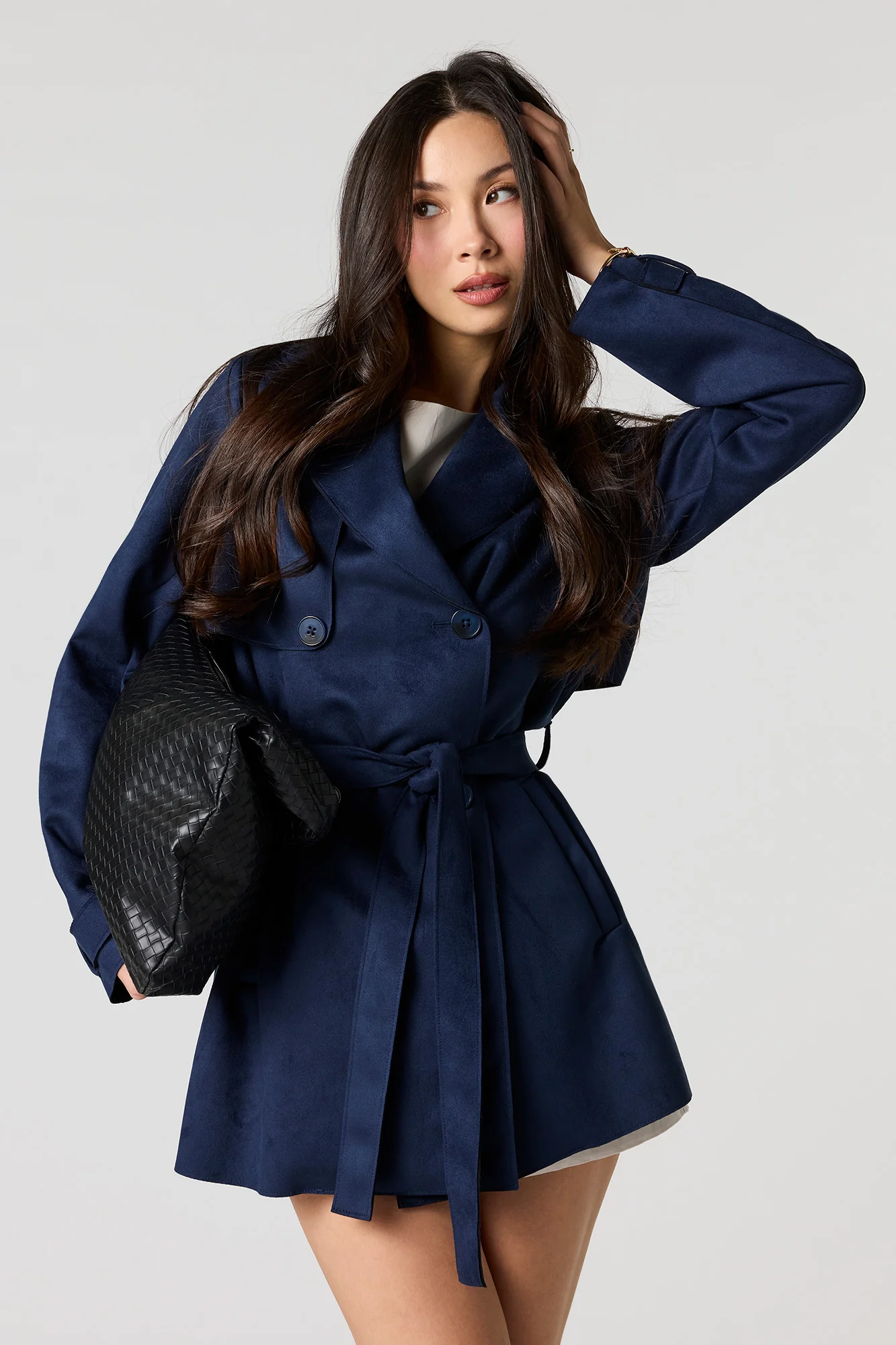 Faux Suede Midi Trench Coat - Image 12