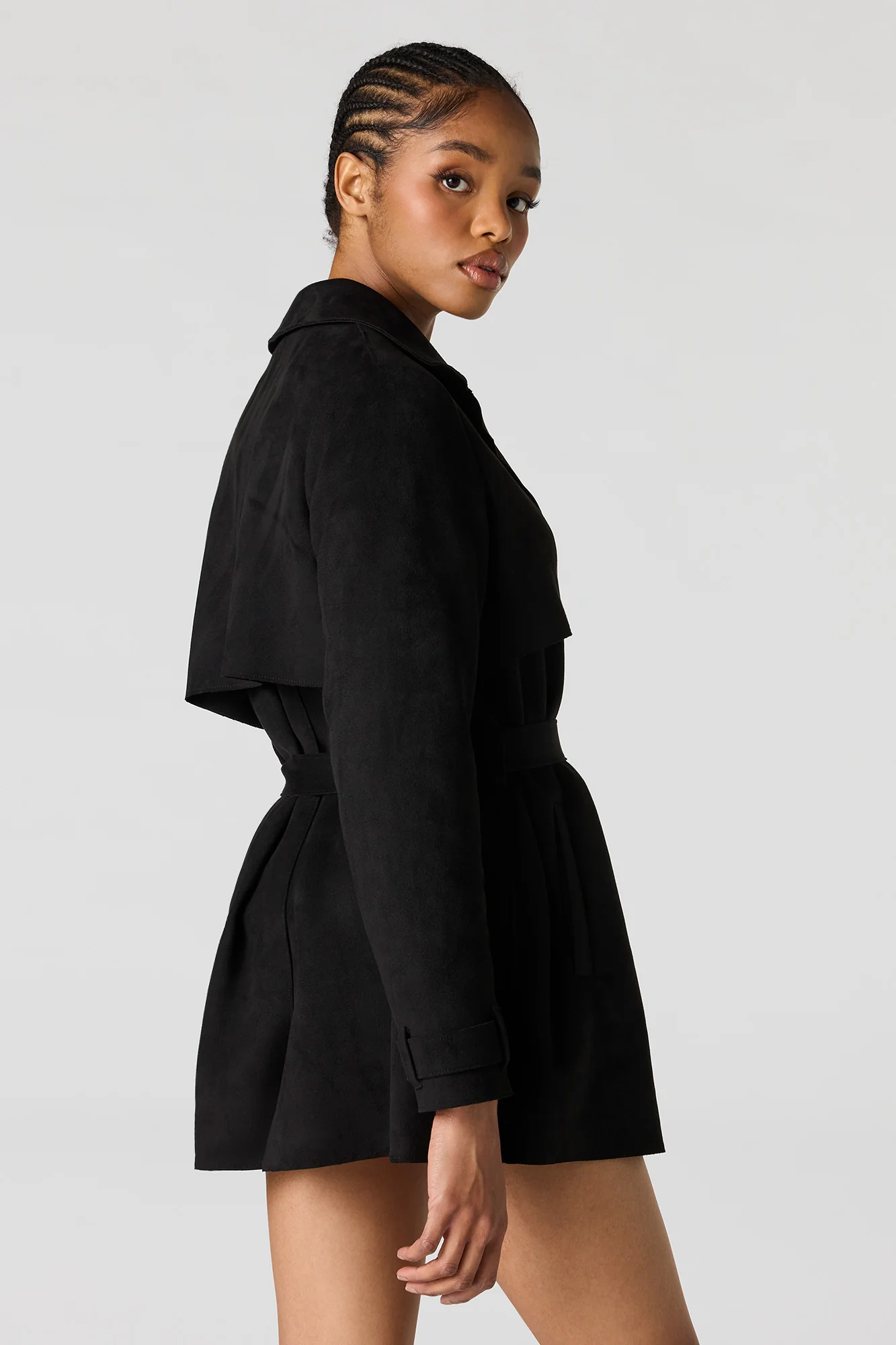 Faux Suede Midi Trench Coat - Image 7