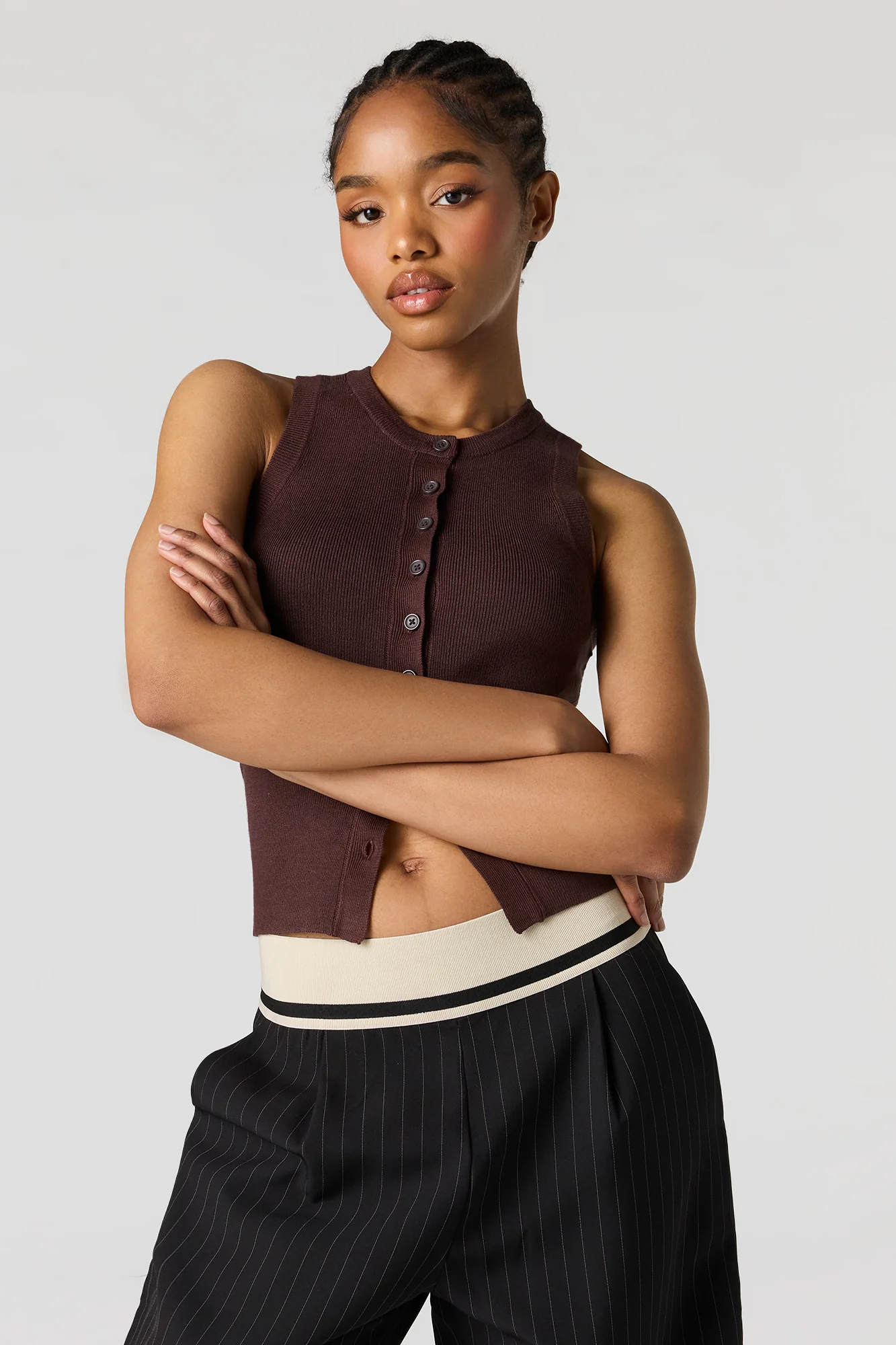 Ribbed Knit Button-Up Vest - Image 4