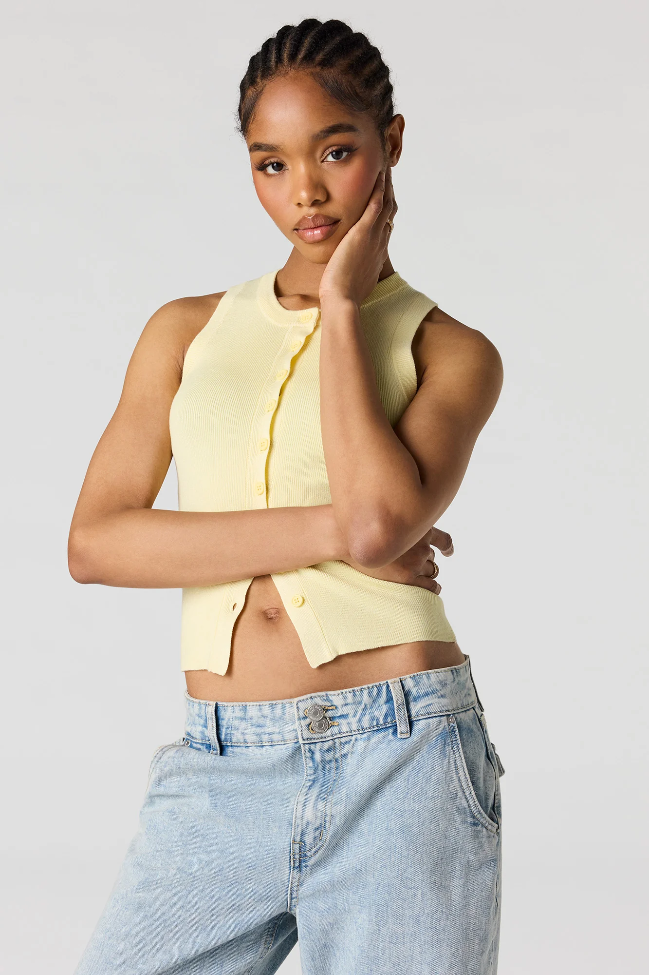 Ribbed Knit Button-Up Vest - Image 7