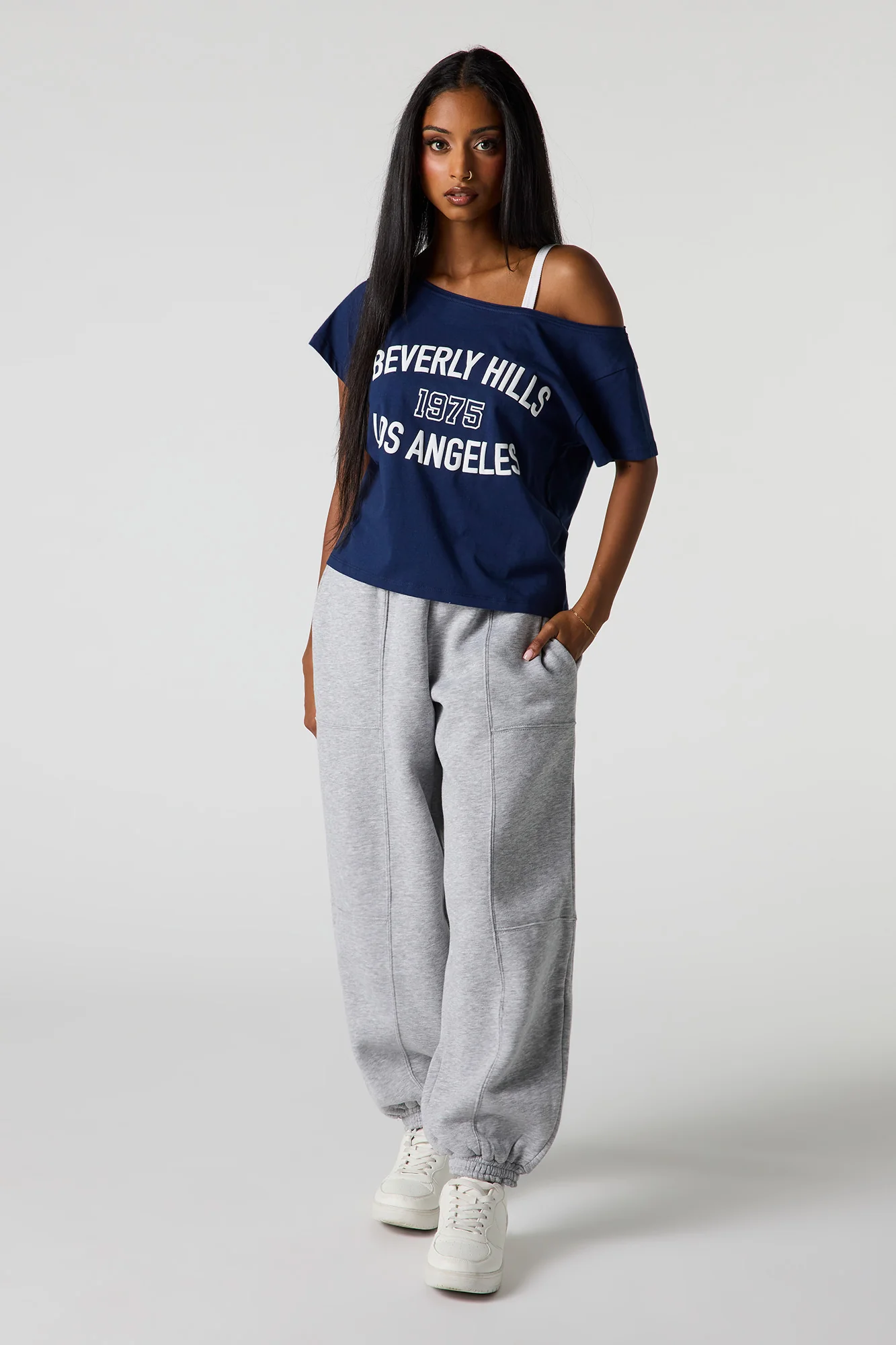 Beverly Hills Puff Print Boat Neck T-Shirt - Image 3
