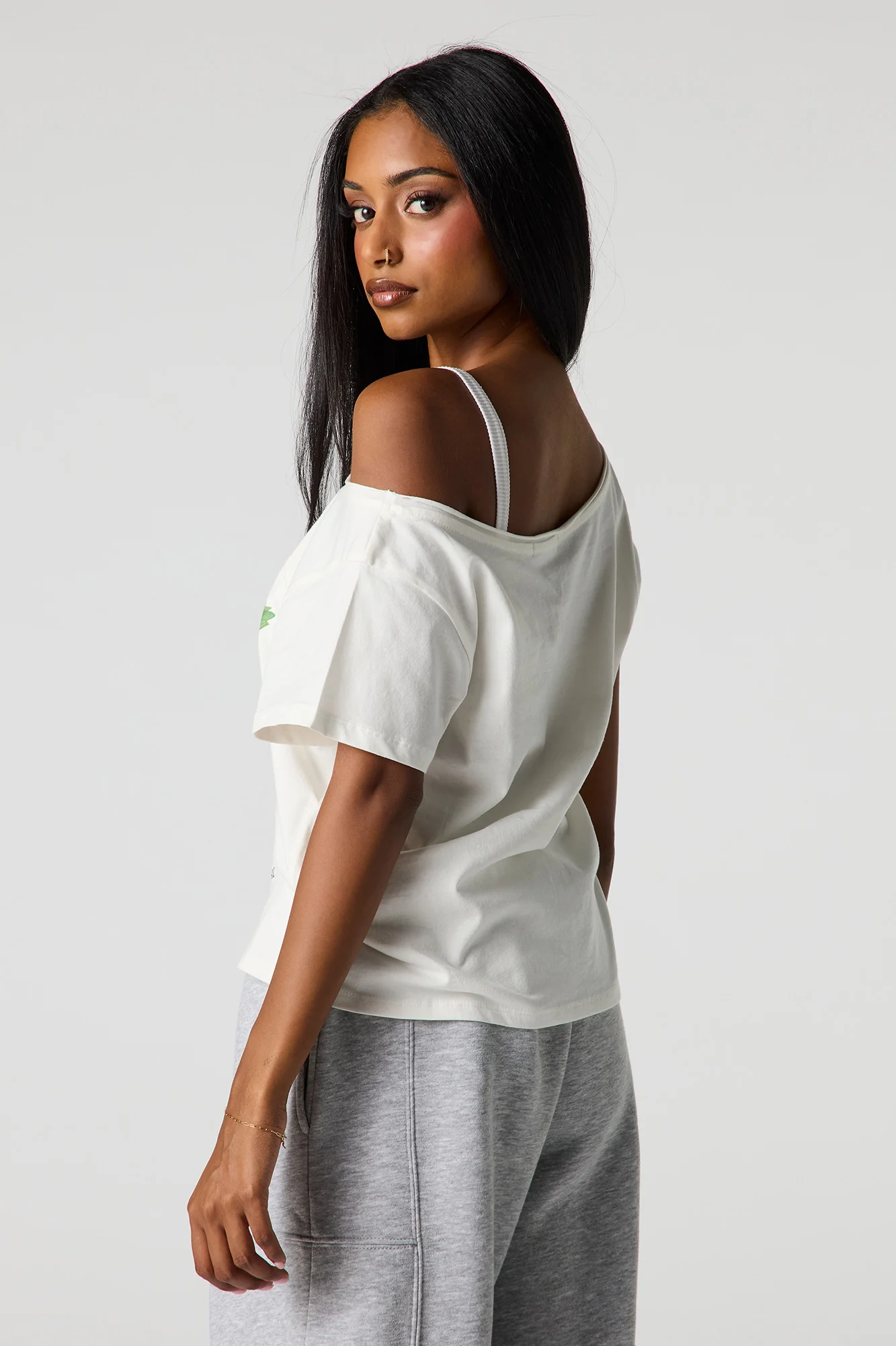Late Flock Print Boat Neck T-Shirt - Image 2