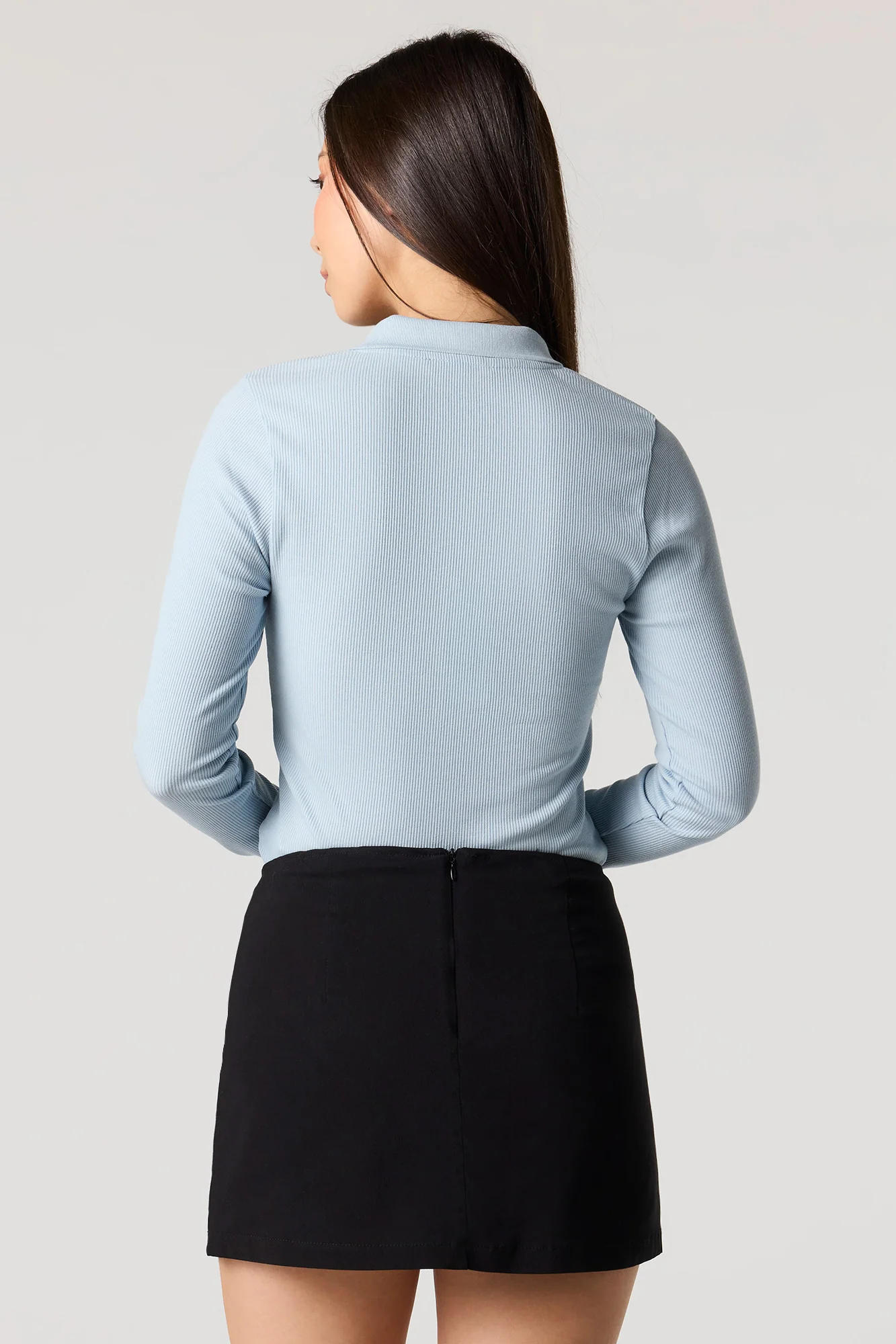 Ribbed Collared Long Sleeve Top - Image 8