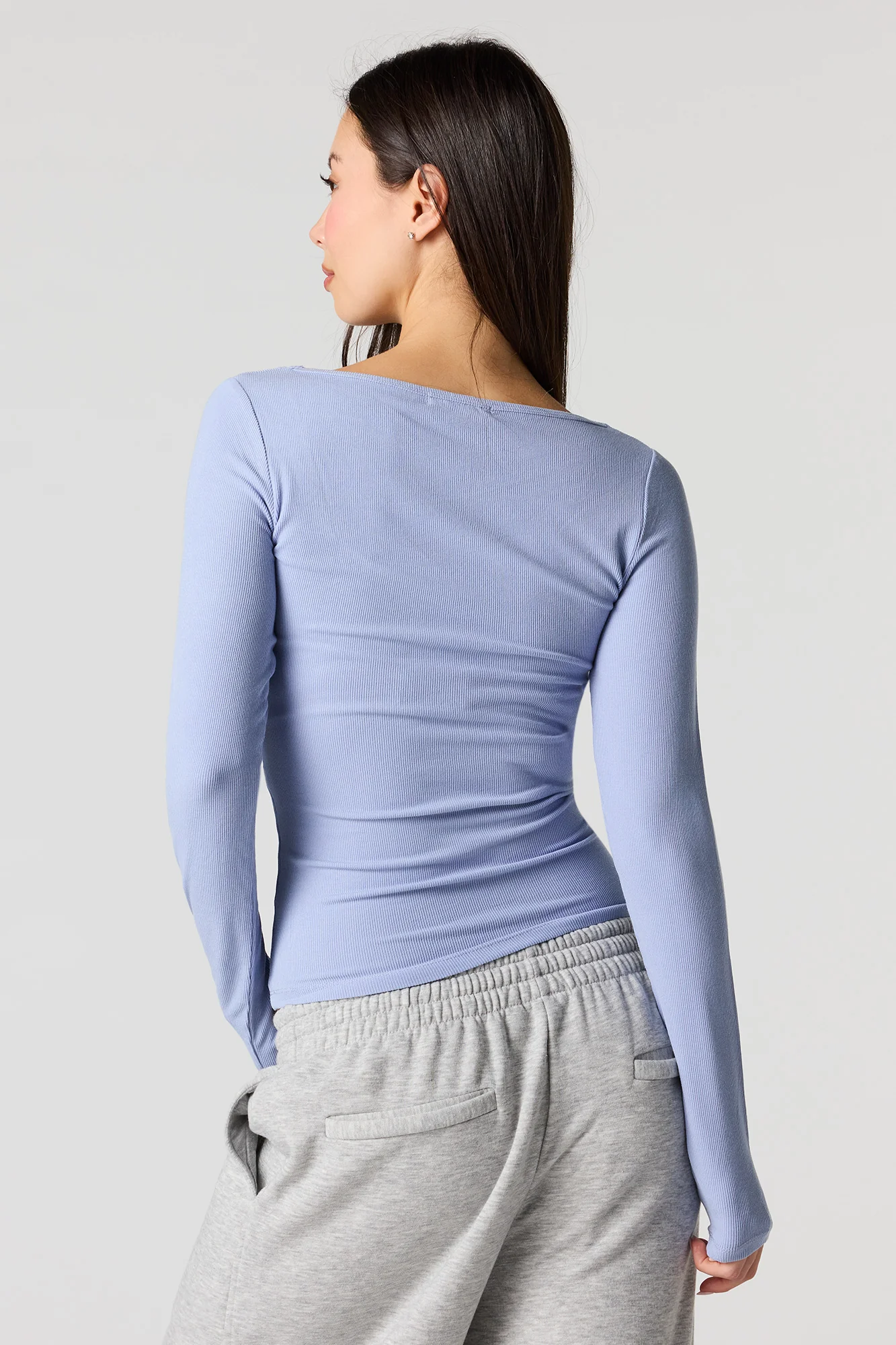 Ribbed Lace Scoop Neck Long Sleeve Top - Image 14