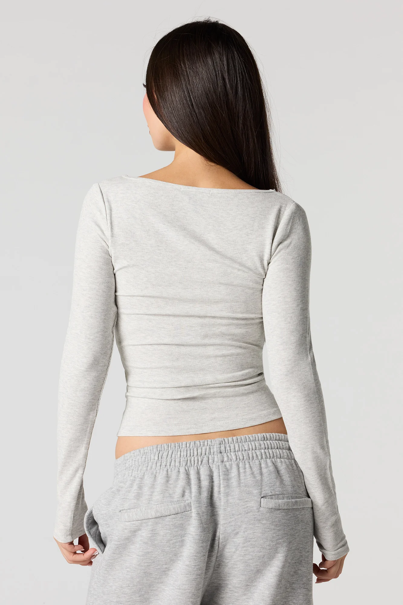 Ribbed Lace Scoop Neck Long Sleeve Top - Image 8