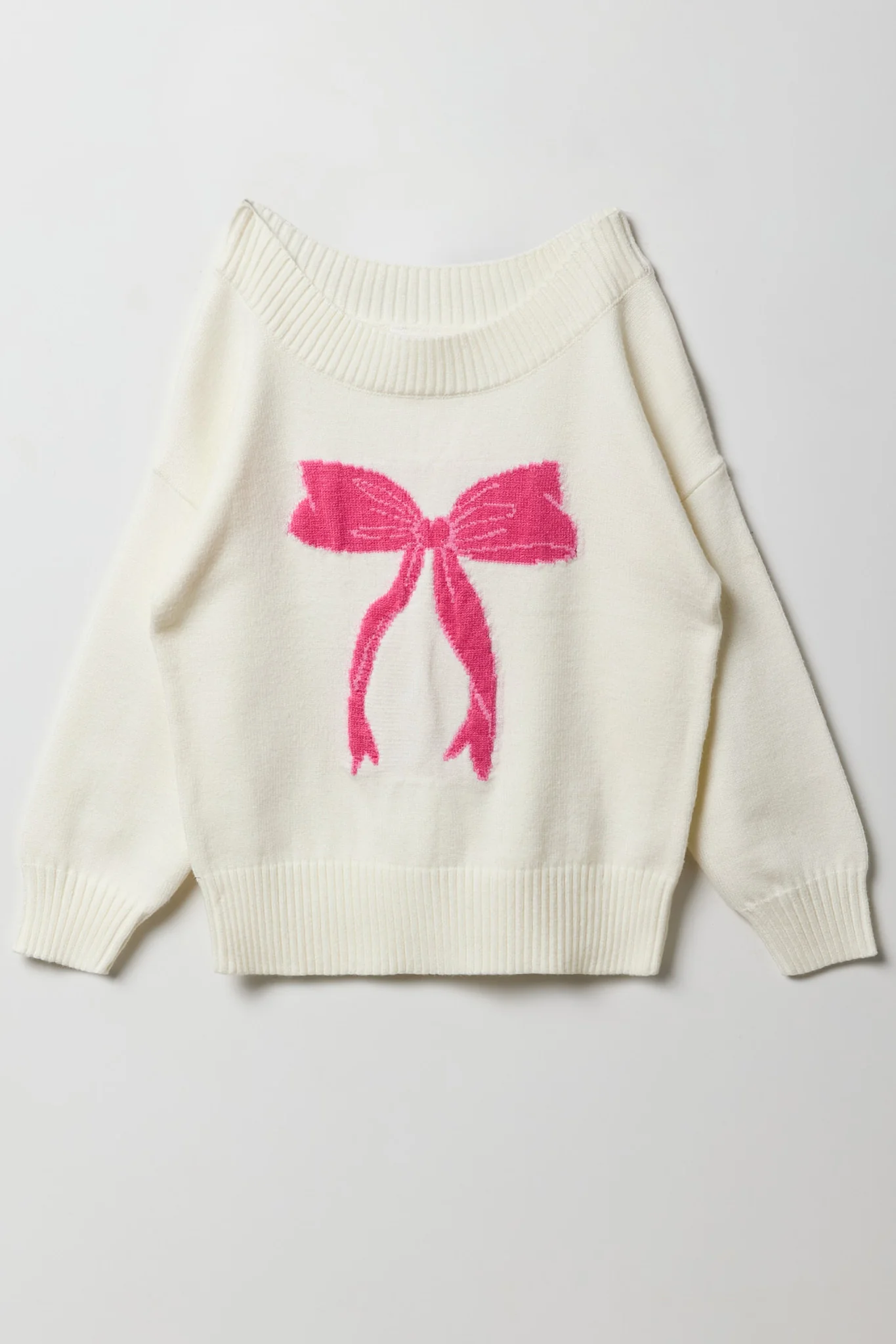 Girls Jacquard Knit Boat Neck Sweater - Image 3