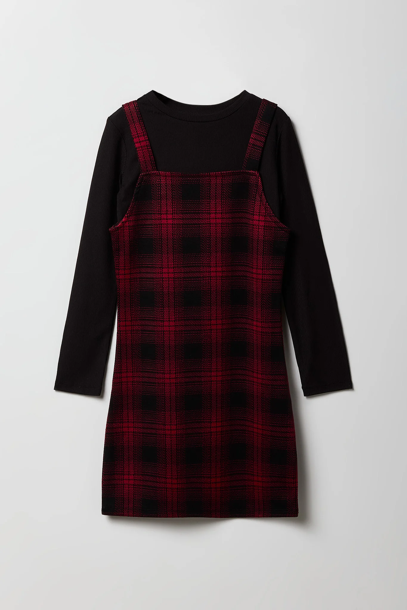 Girls Plaid Dress & Long Sleeve Top Set - Image 3