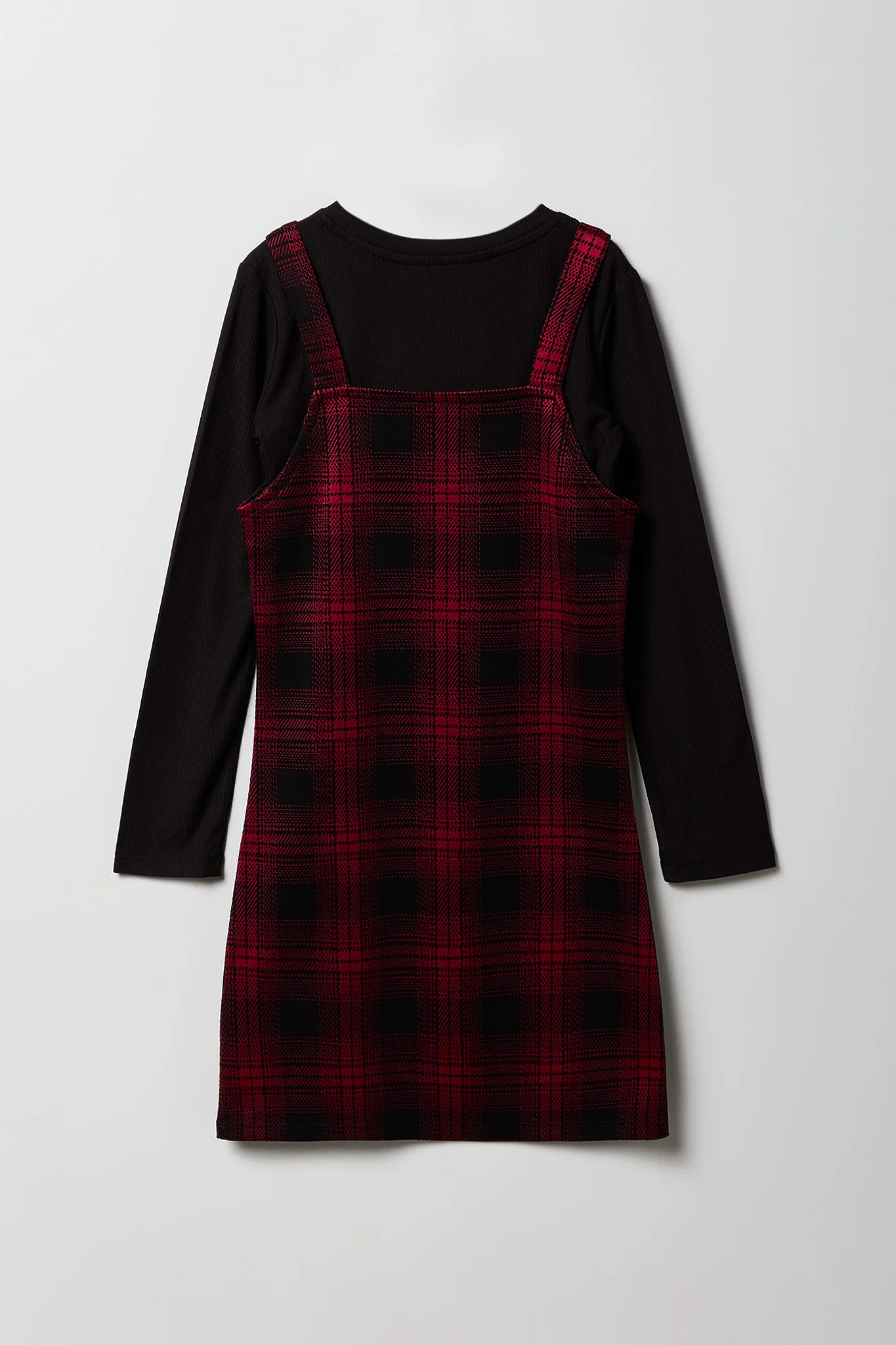 Girls Plaid Dress & Long Sleeve Top Set - Image 4