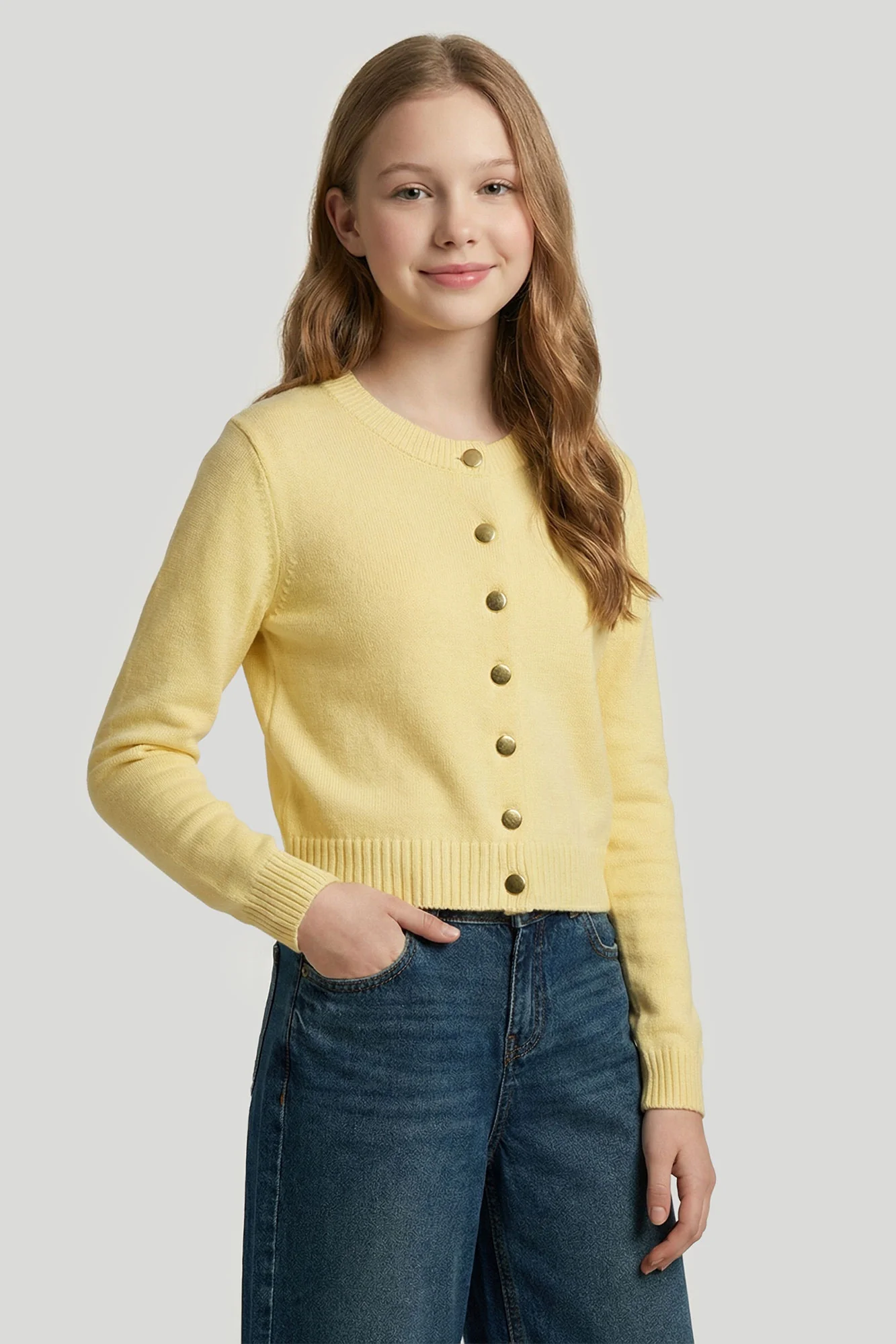 Girls Knit Button-Up Cardigan
