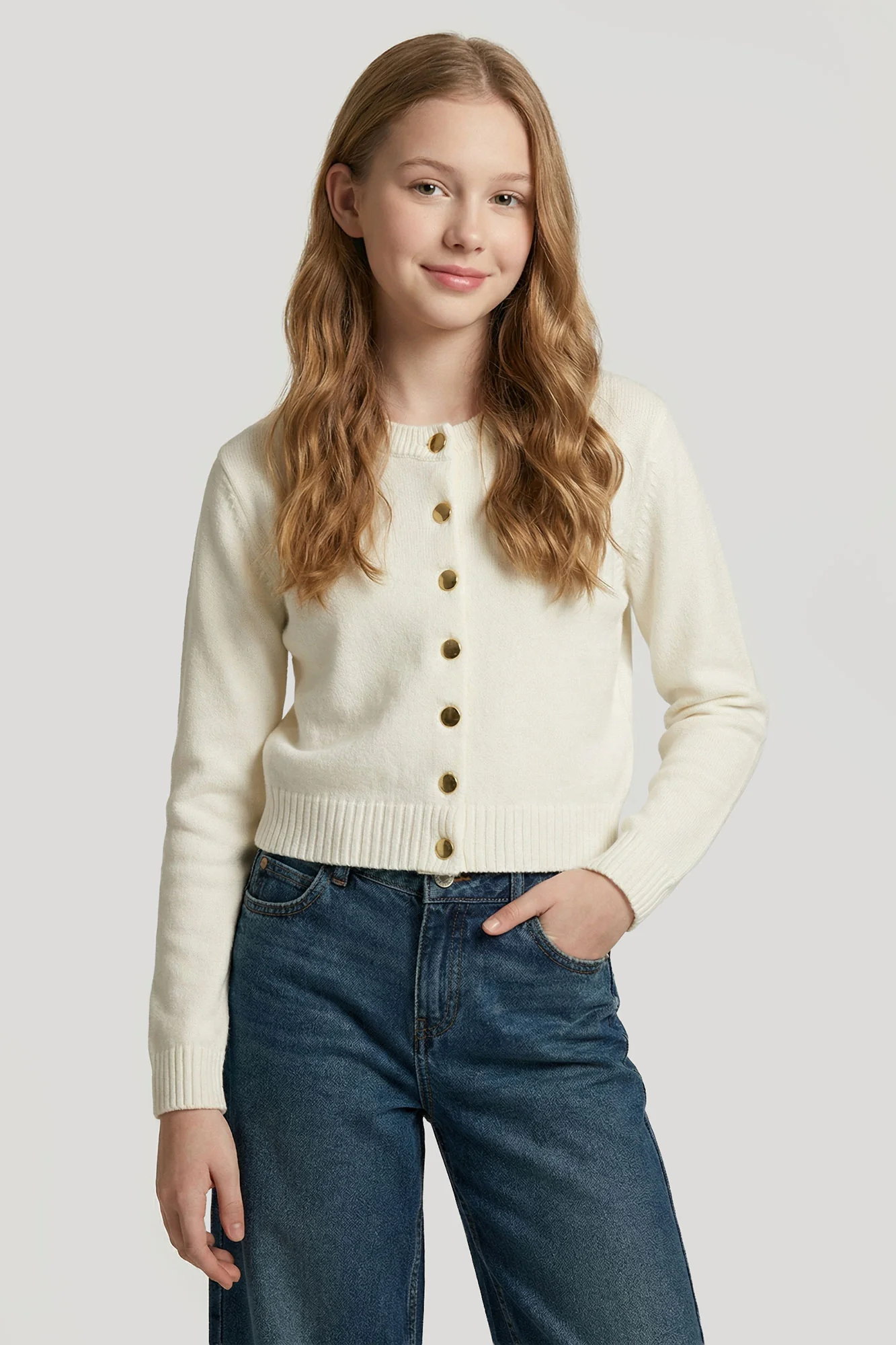 Girls Knit Button-Up Cardigan - Image 10