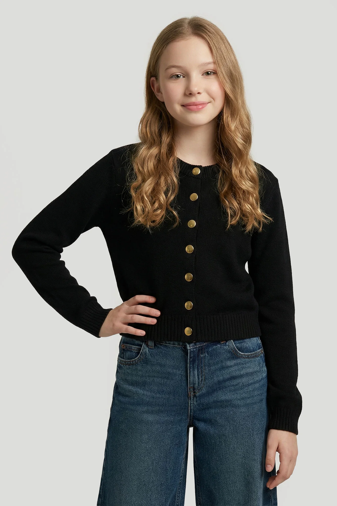 Girls Knit Button-Up Cardigan - Image 4