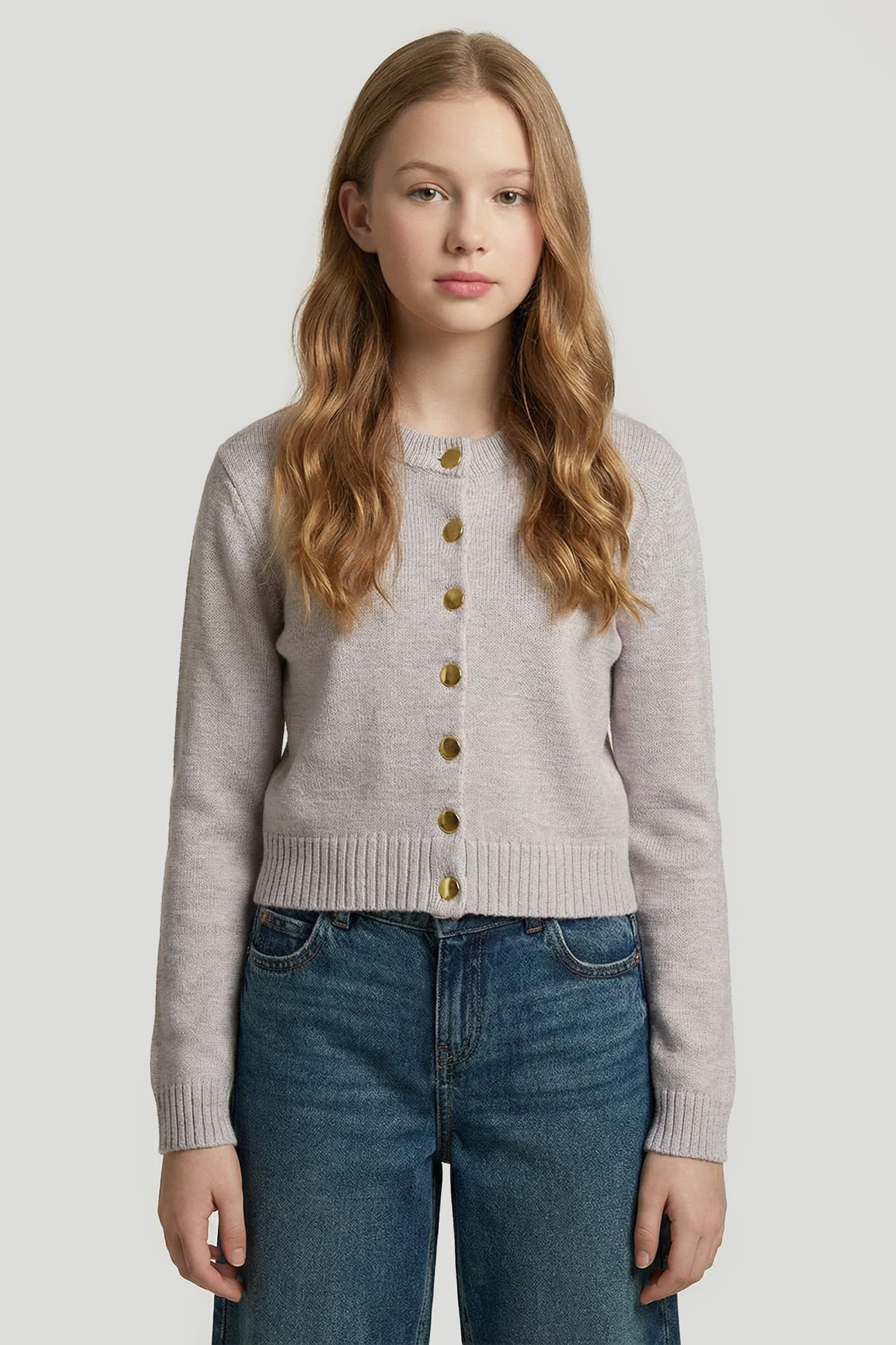 Girls Knit Button-Up Cardigan - Image 7