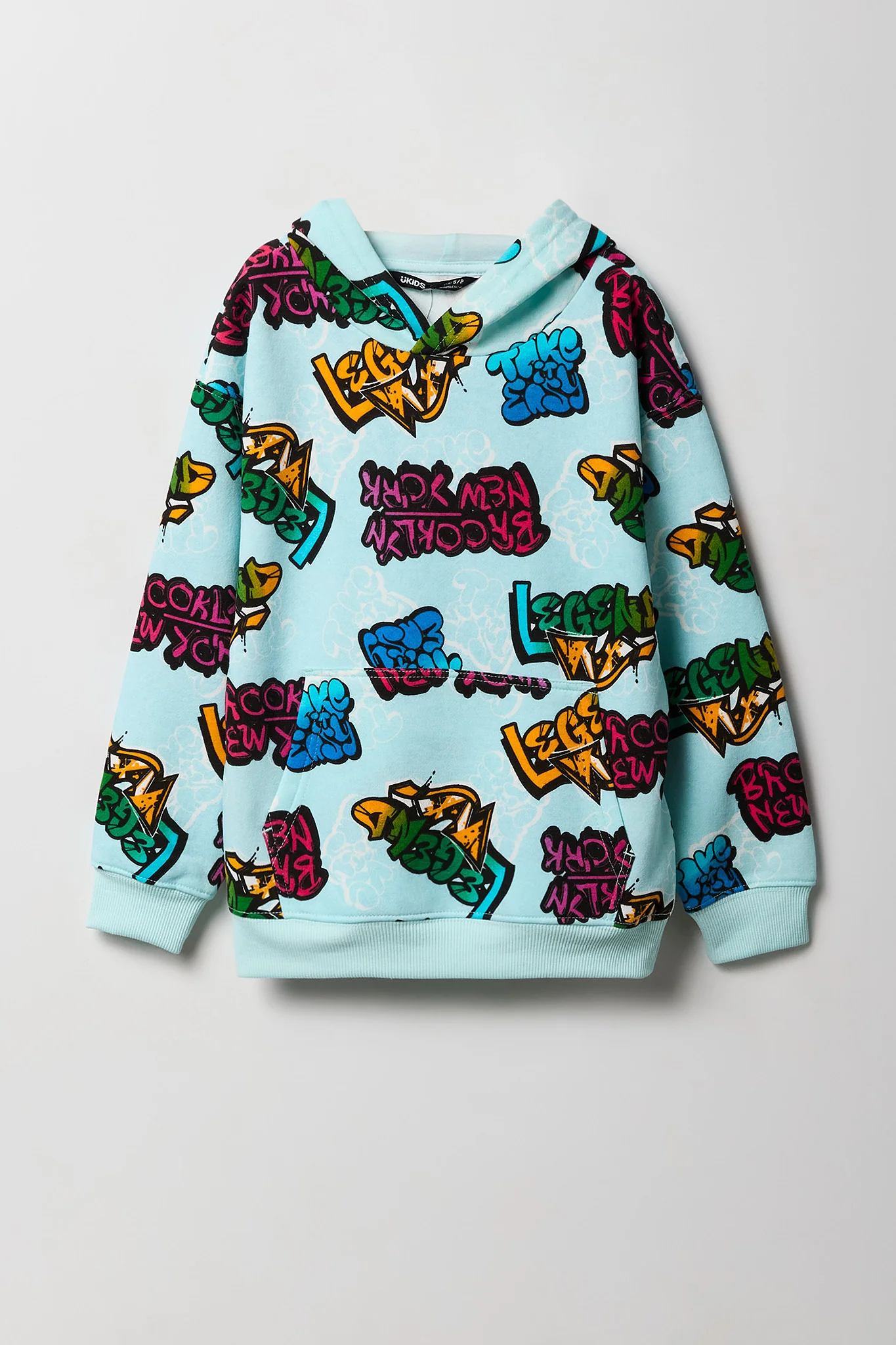 Kids Graffiti Print Fleece Hoodie - Image 3
