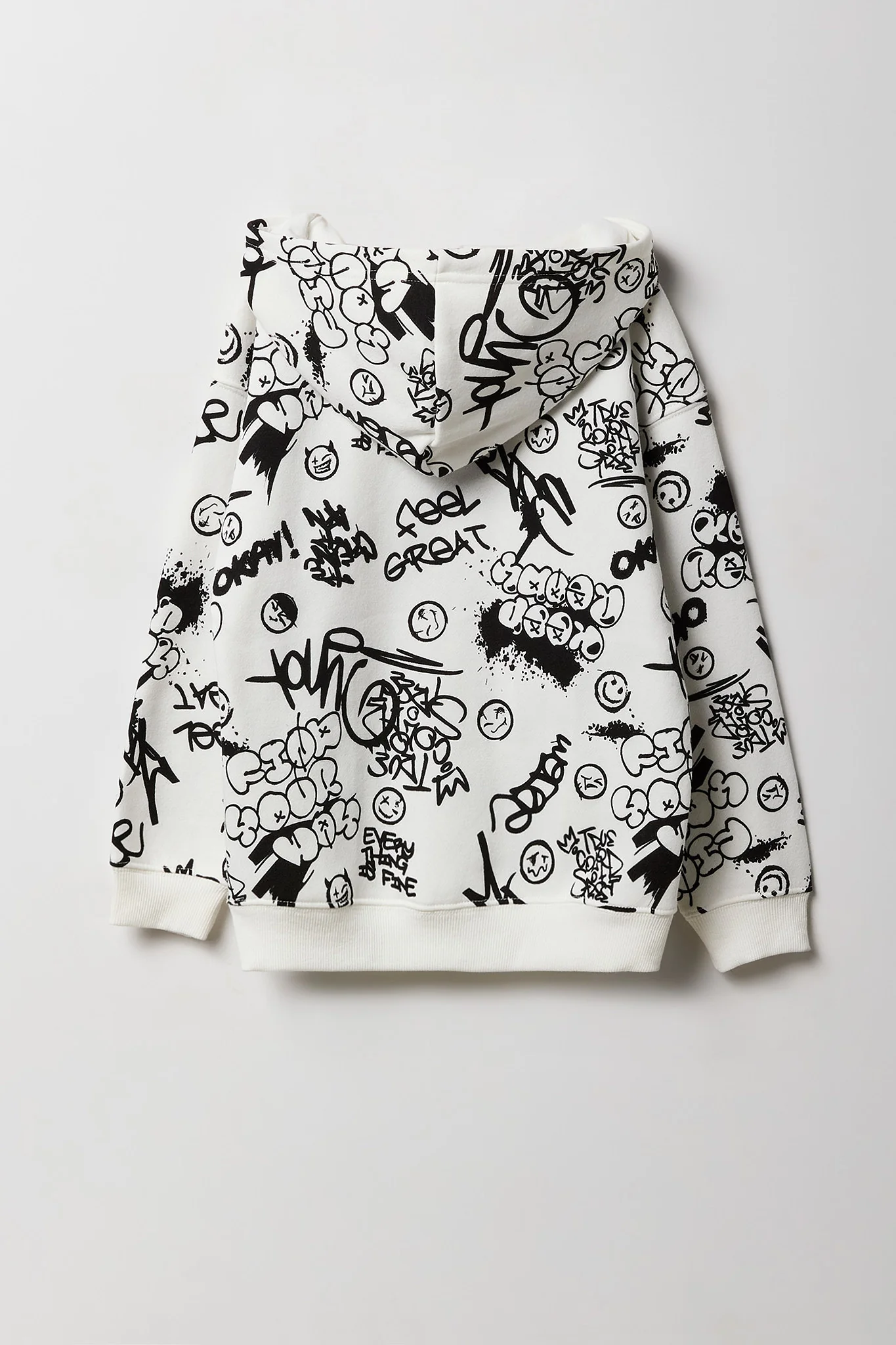 Kids Graffiti Print Fleece Hoodie - Image 6