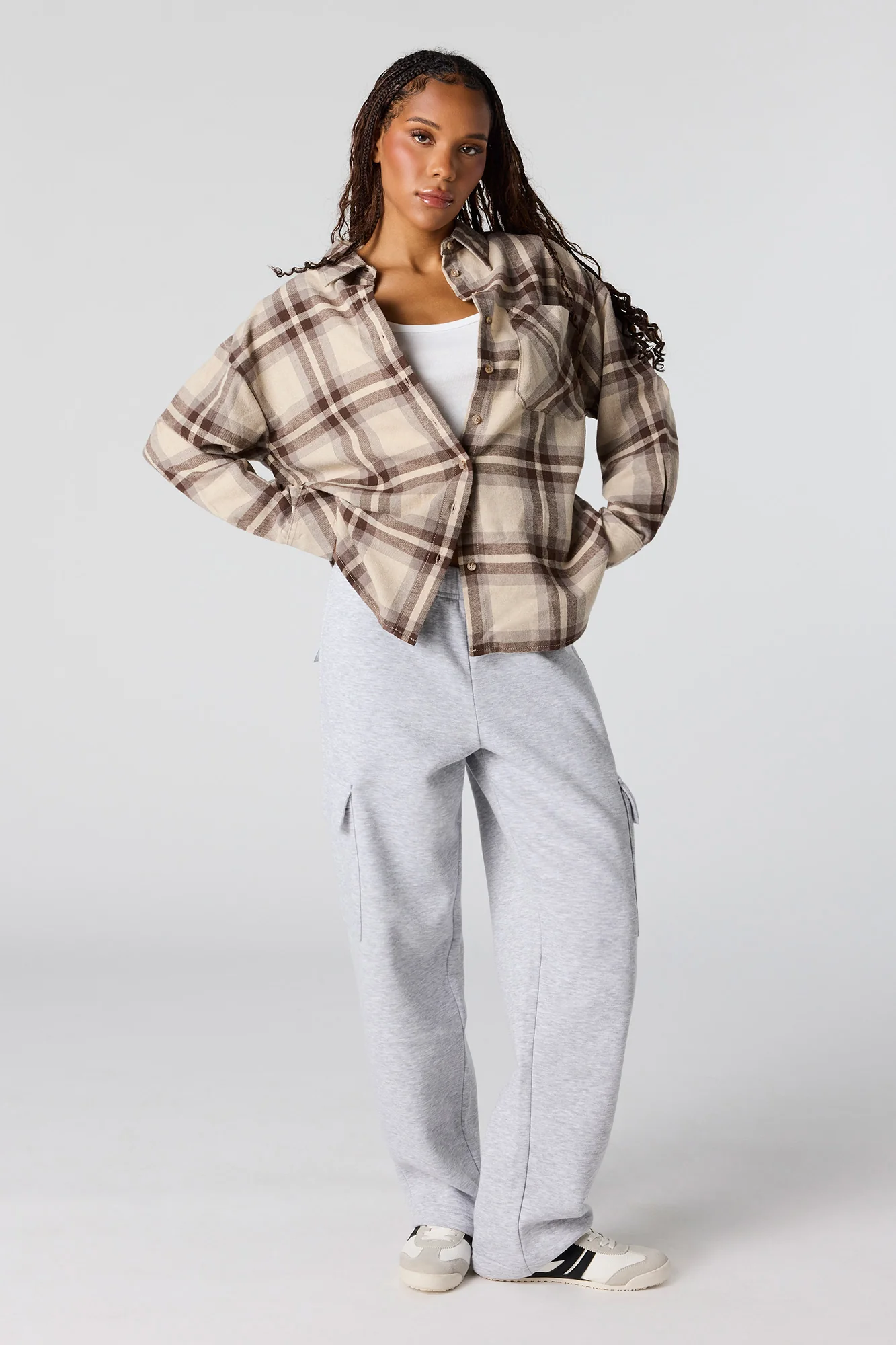 Flannel Plaid Printed Oversized Top - Image 9