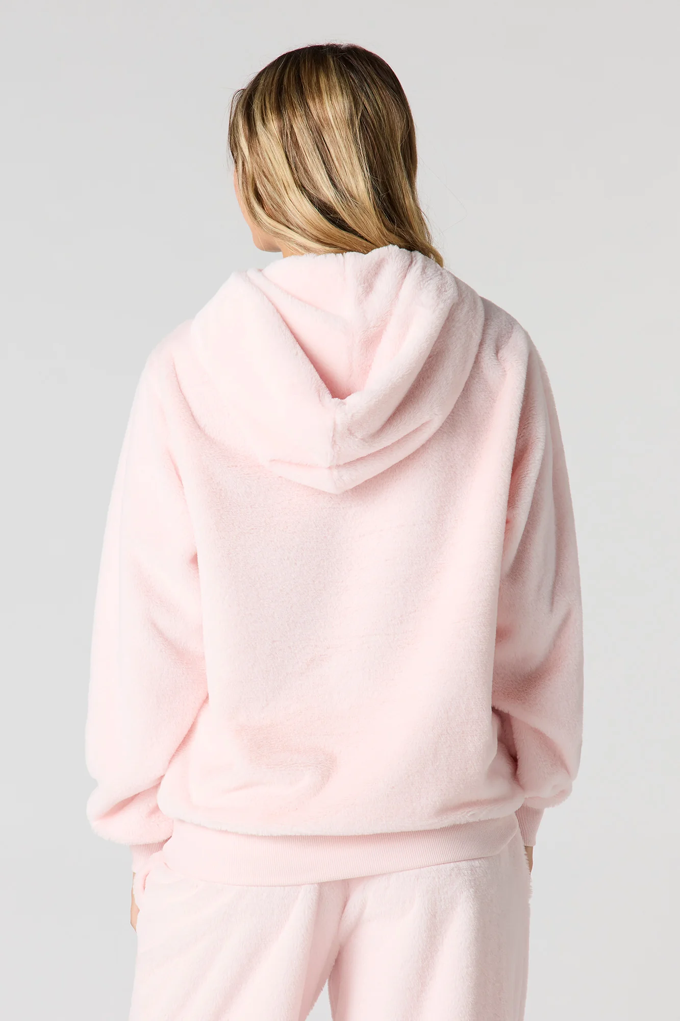Embroidered Oversized Faux Fur Hoodie - Image 14